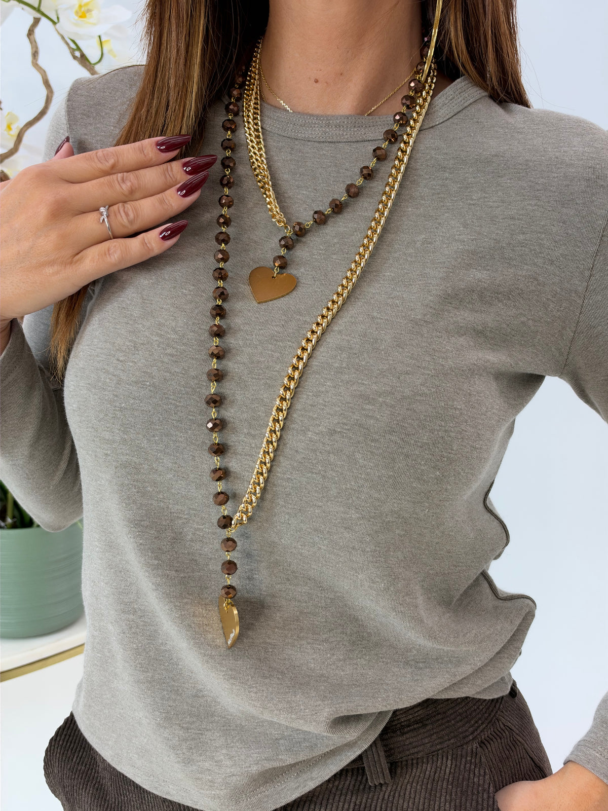 COLLANA MATI LUNGA MUPAJI CUORE MORO/GOLD
