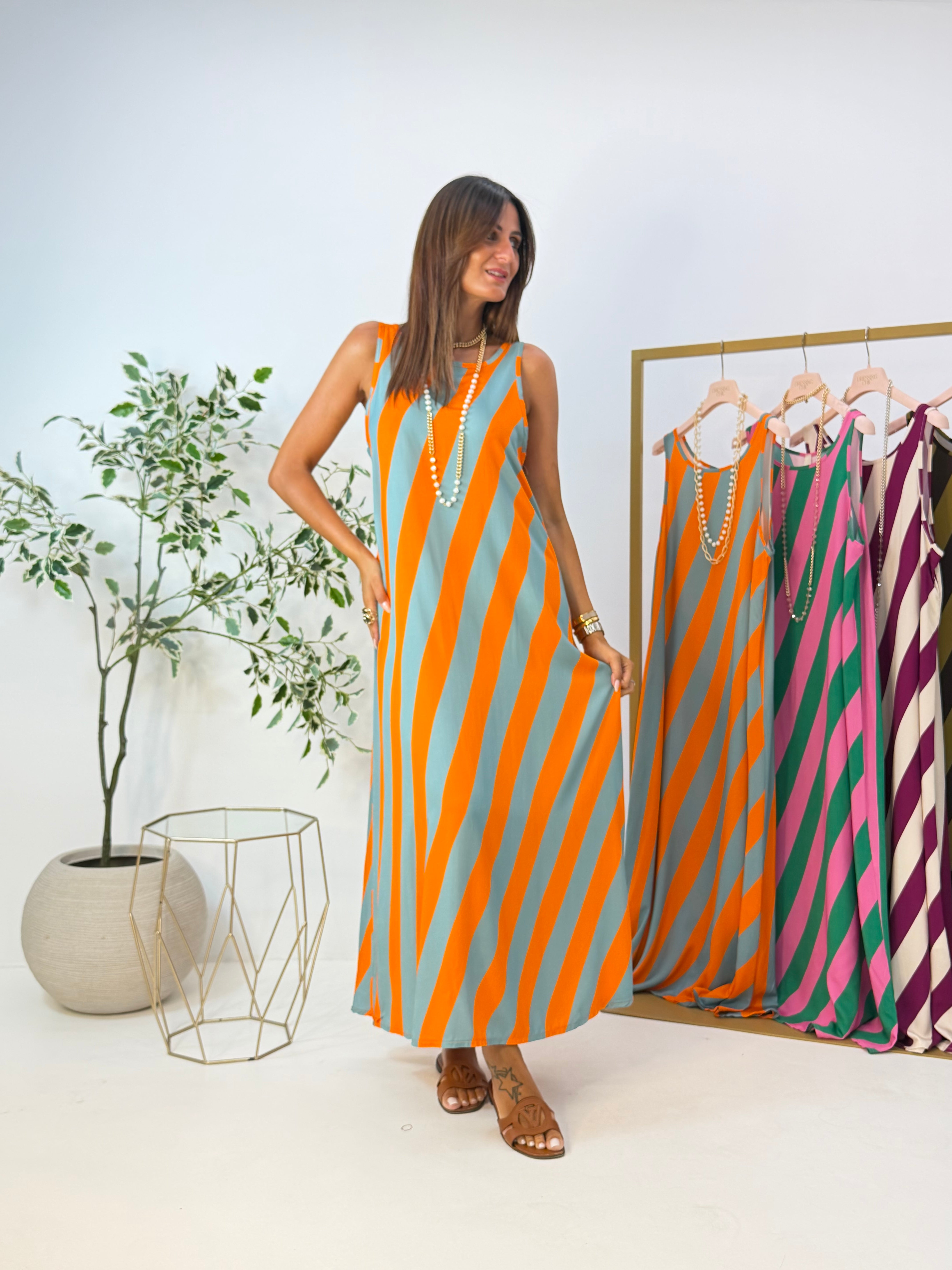 MAXI DRESS VENICE A RIGHE