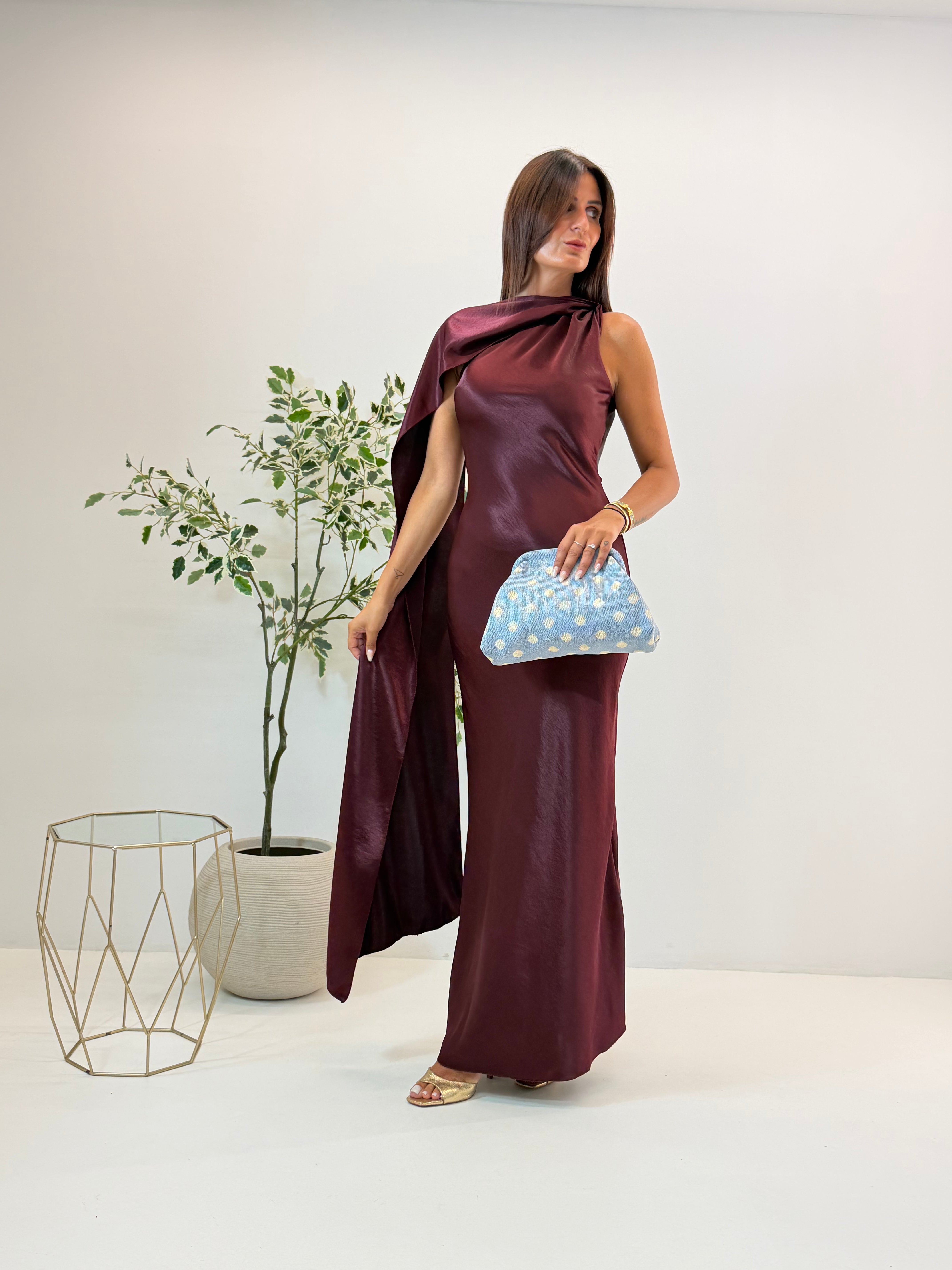 BORSA A POIS AZZURRO/BEIGE