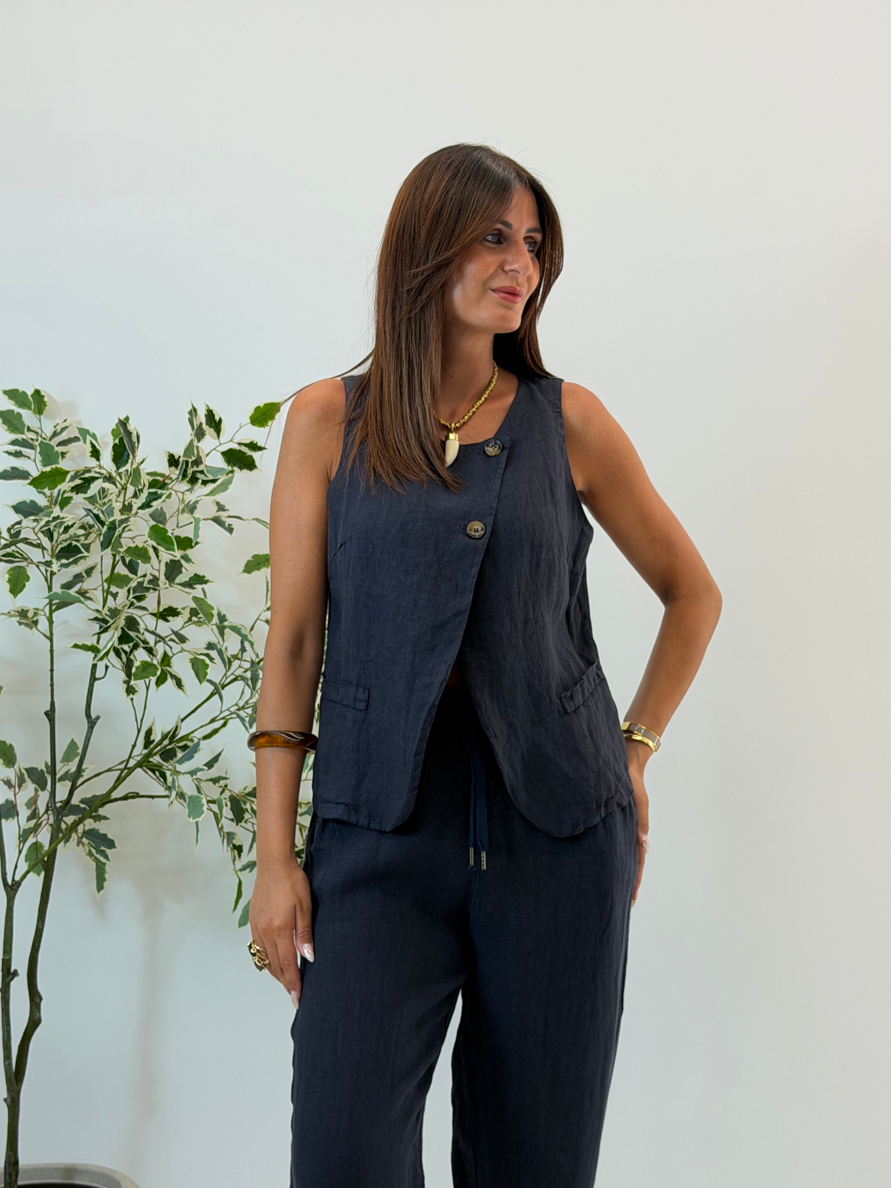 GILET AMELIA IN LINO