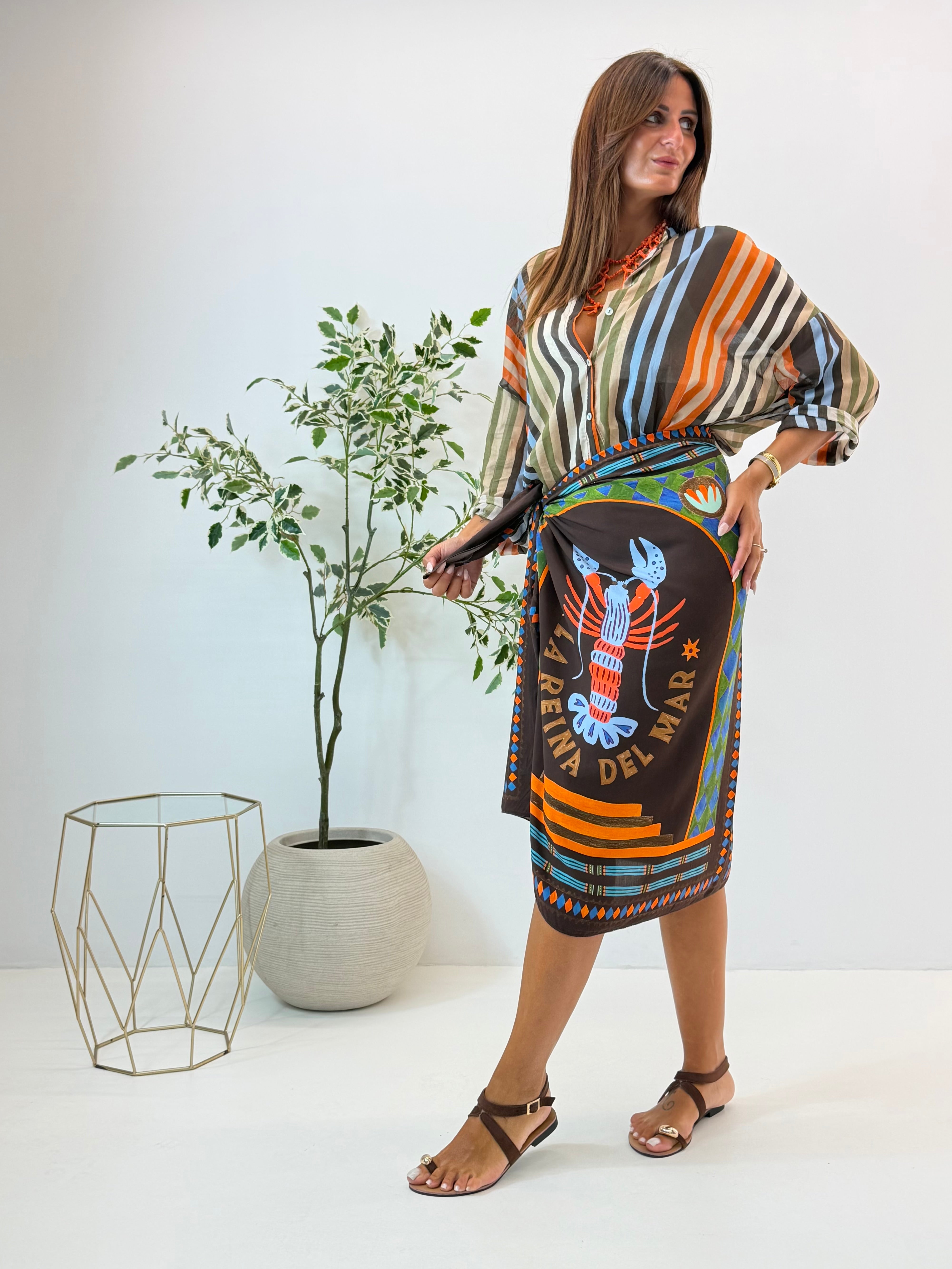 CAMICIA REINA FANTASIA A RIGHE MULTICOLOR