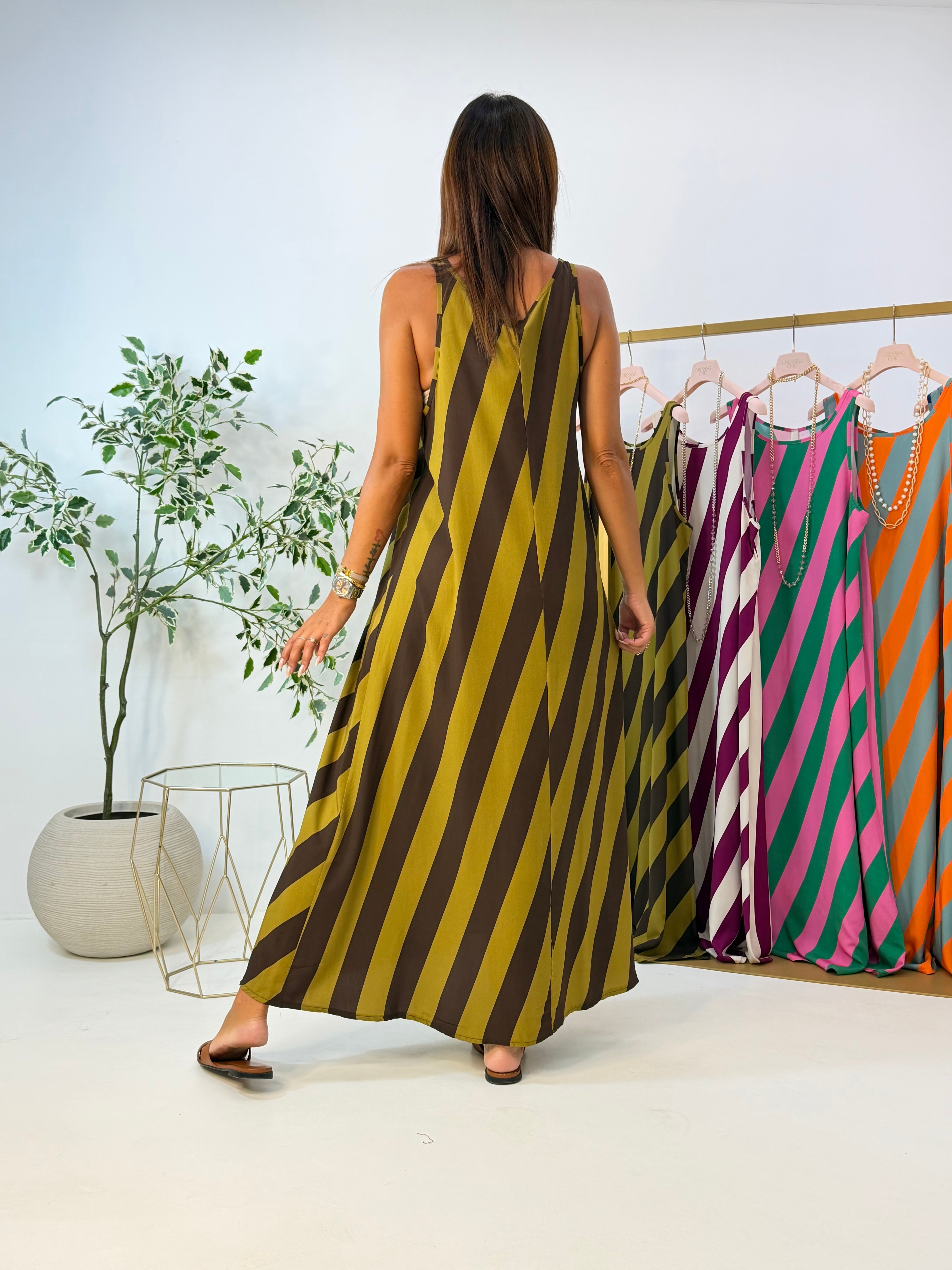 MAXI DRESS VENICE A RIGHE