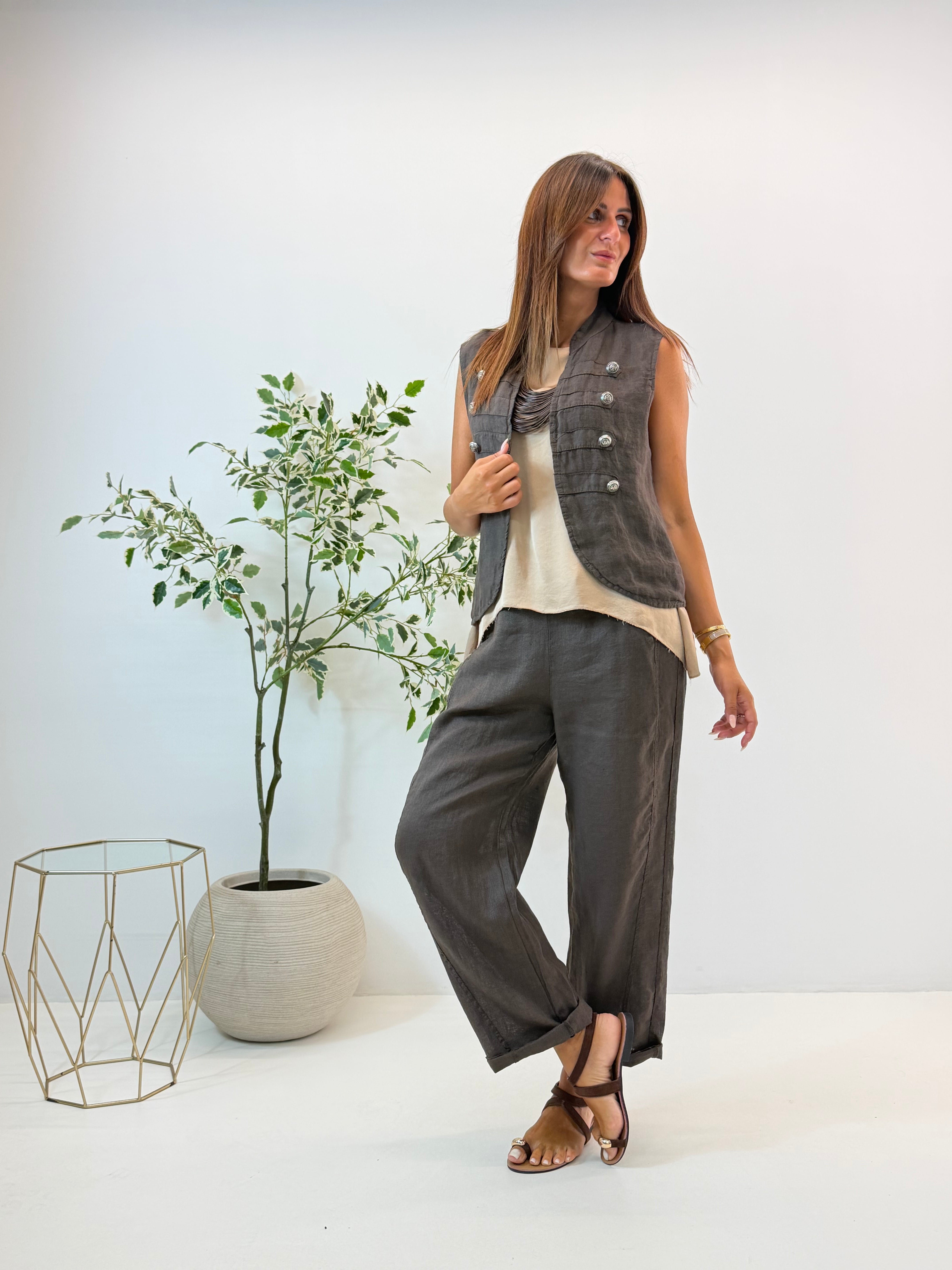 GILET AMELIE IN LINO
