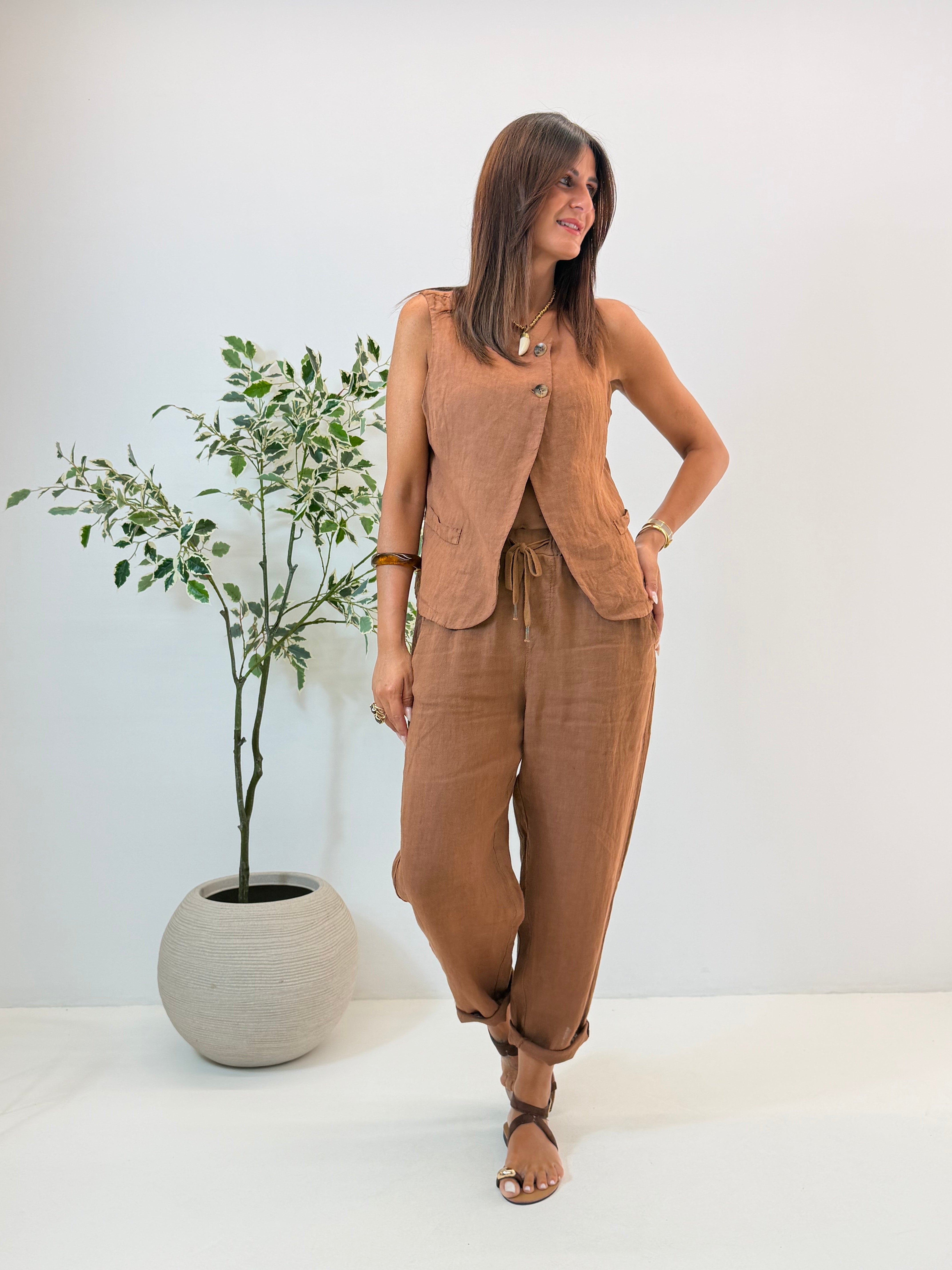 PANTALONE AMELIA IN LINO