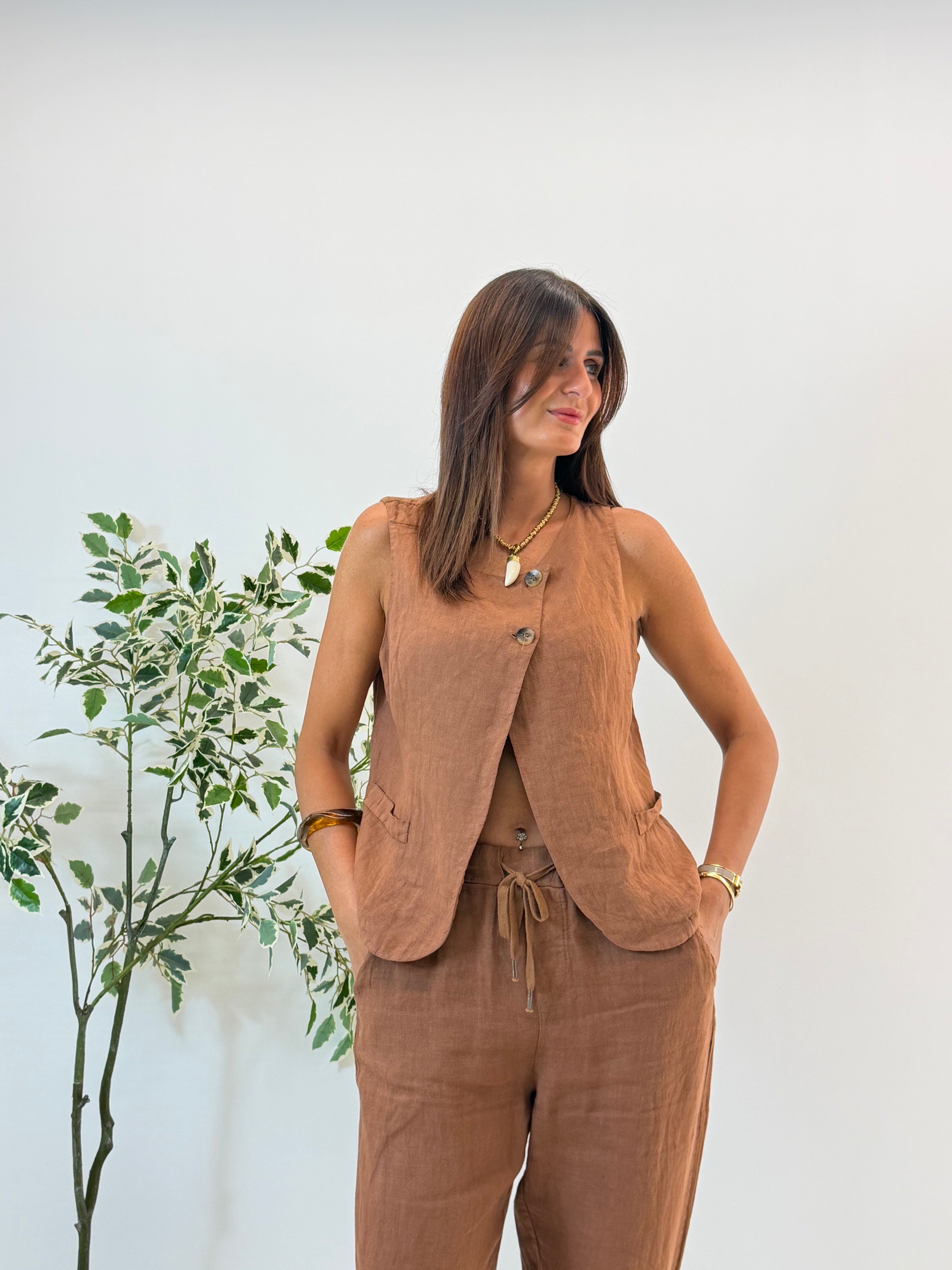 GILET AMELIA IN LINO