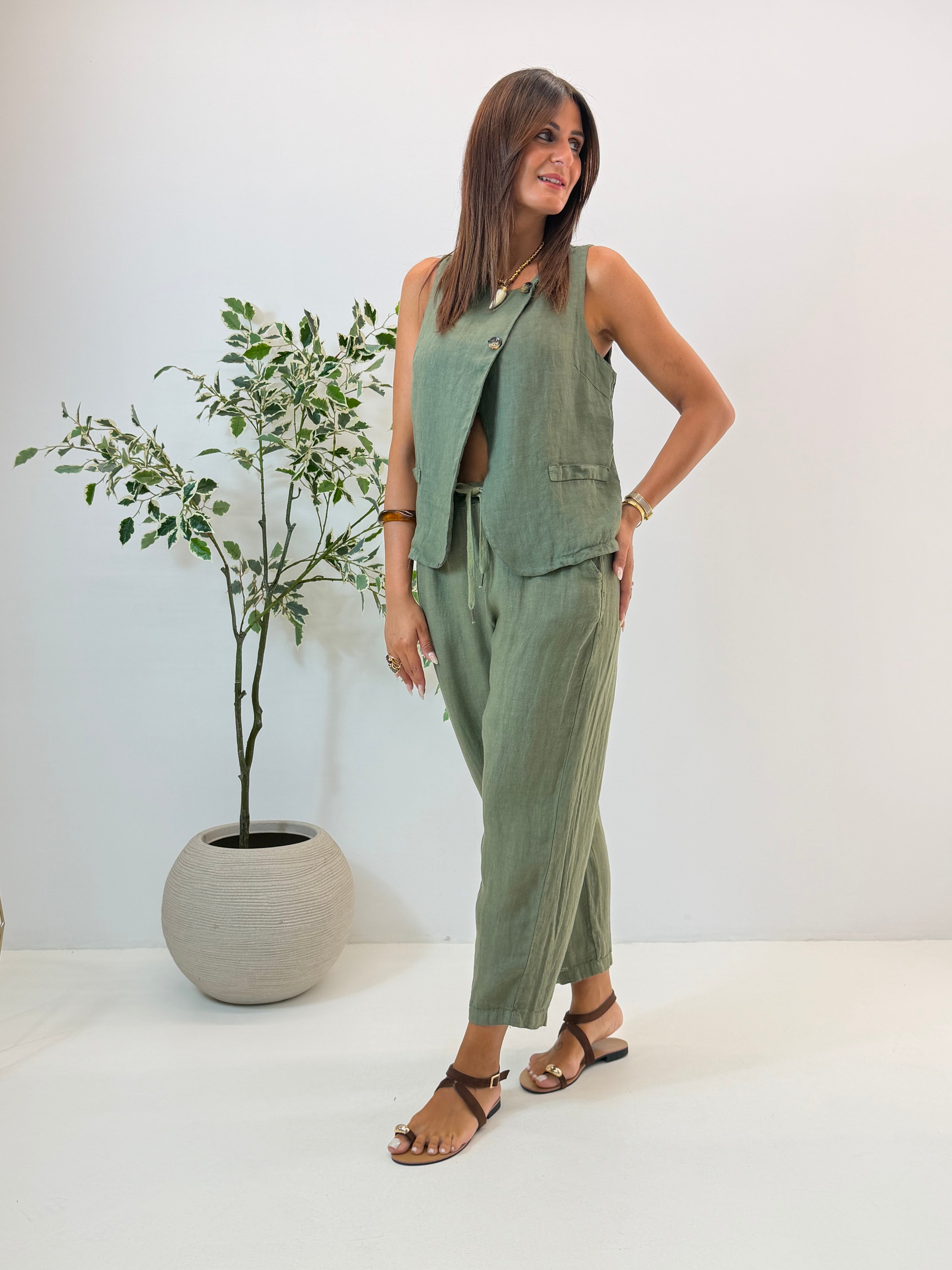 PANTALONE AMELIA IN LINO