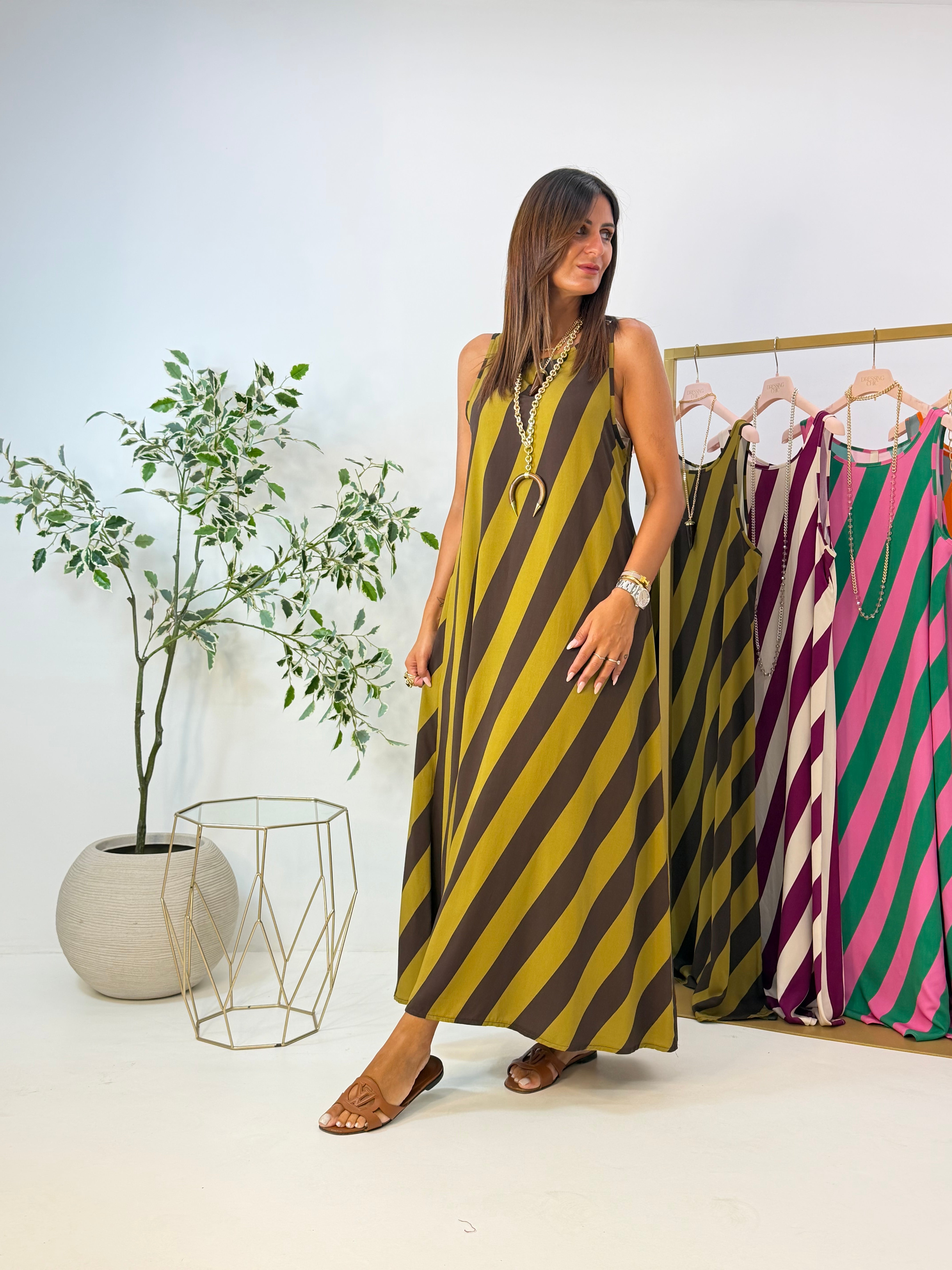 MAXI DRESS VENICE A RIGHE