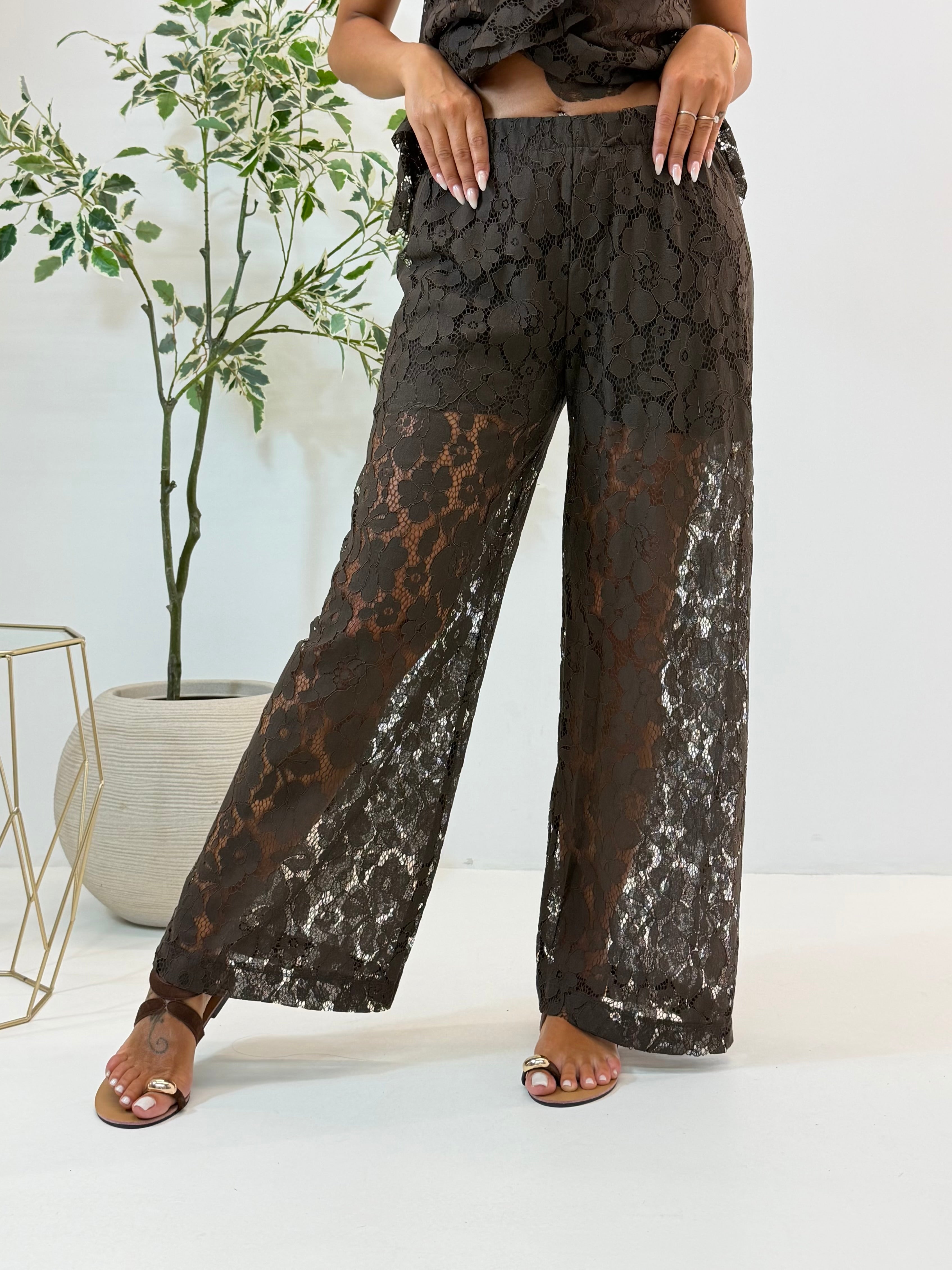 PANTALONE ALESSIA IN PIZZO MORO