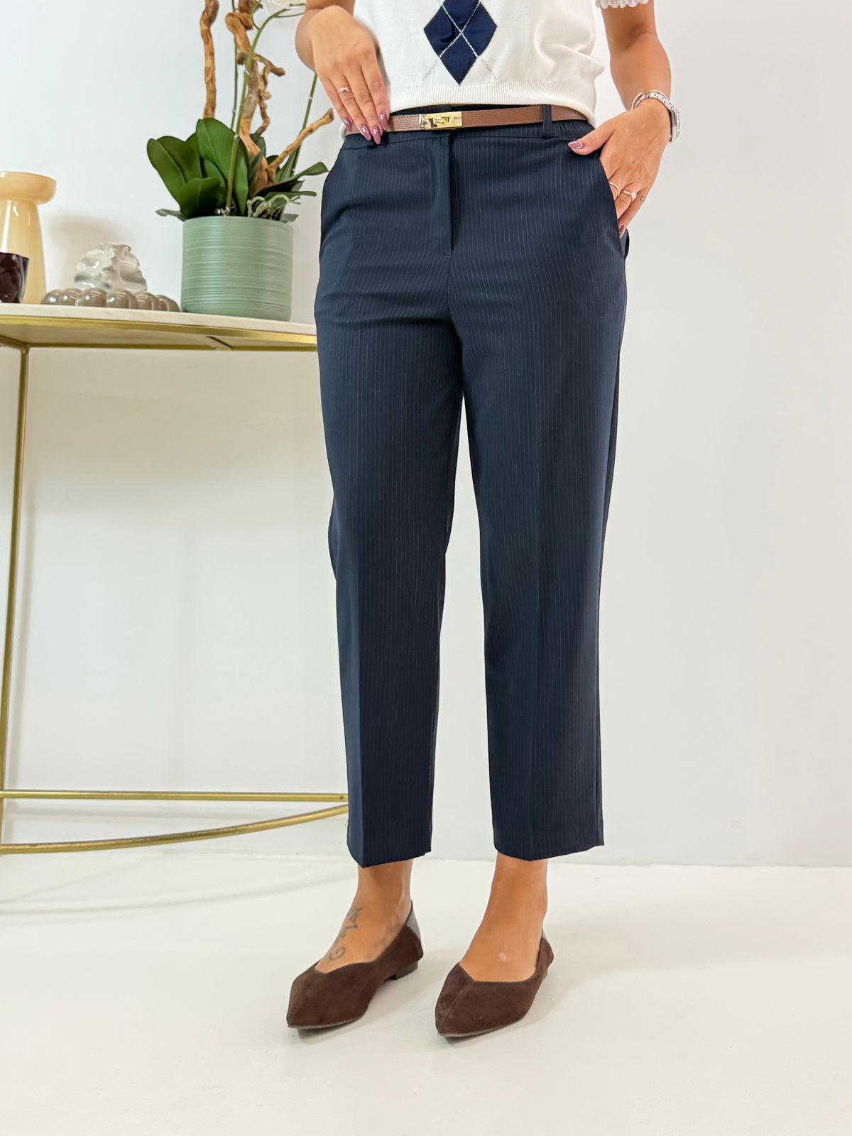 PANTALONE KLELIA BLU GESSATO