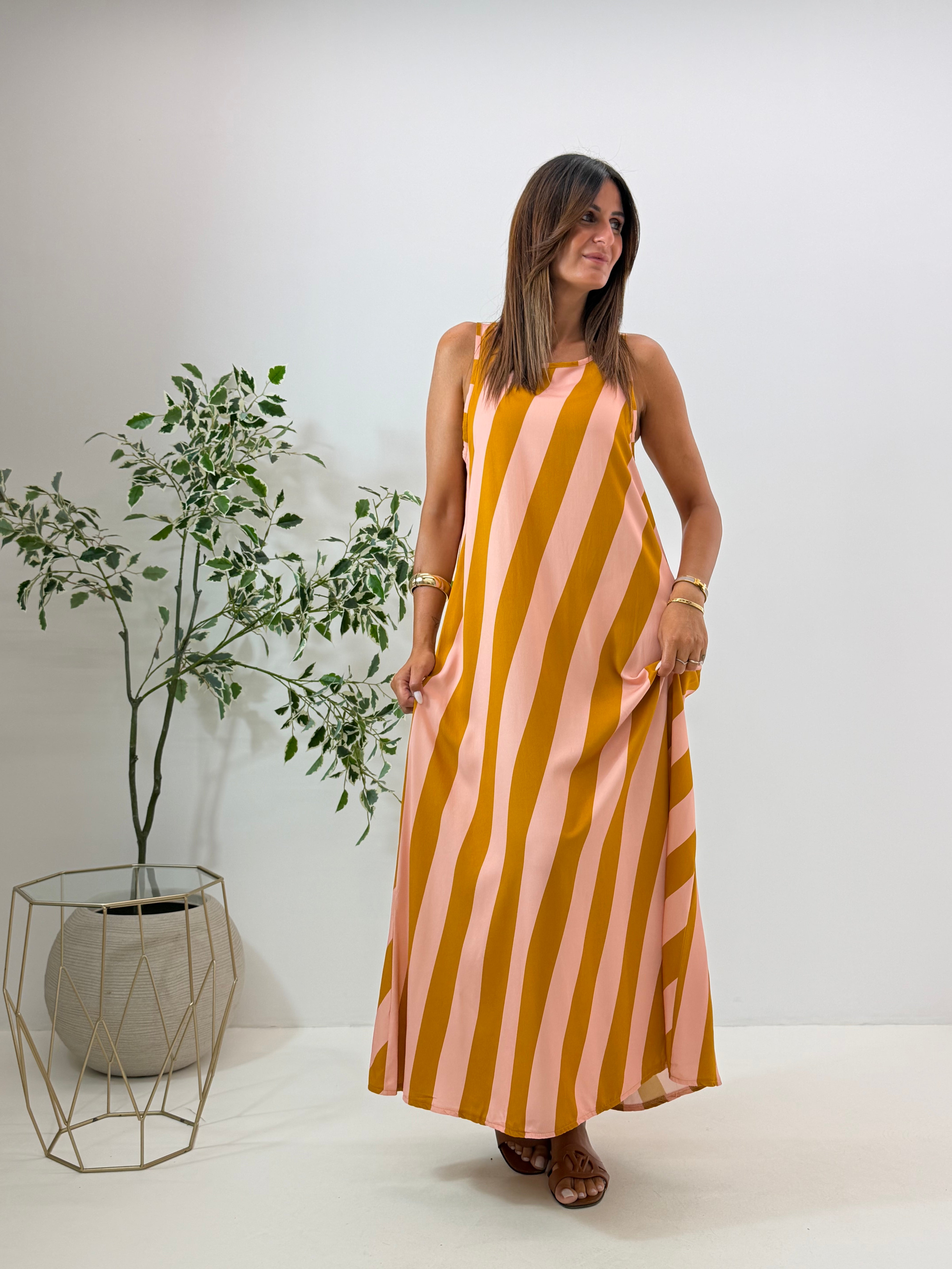 MAXI DRESS VENICE A RIGHE