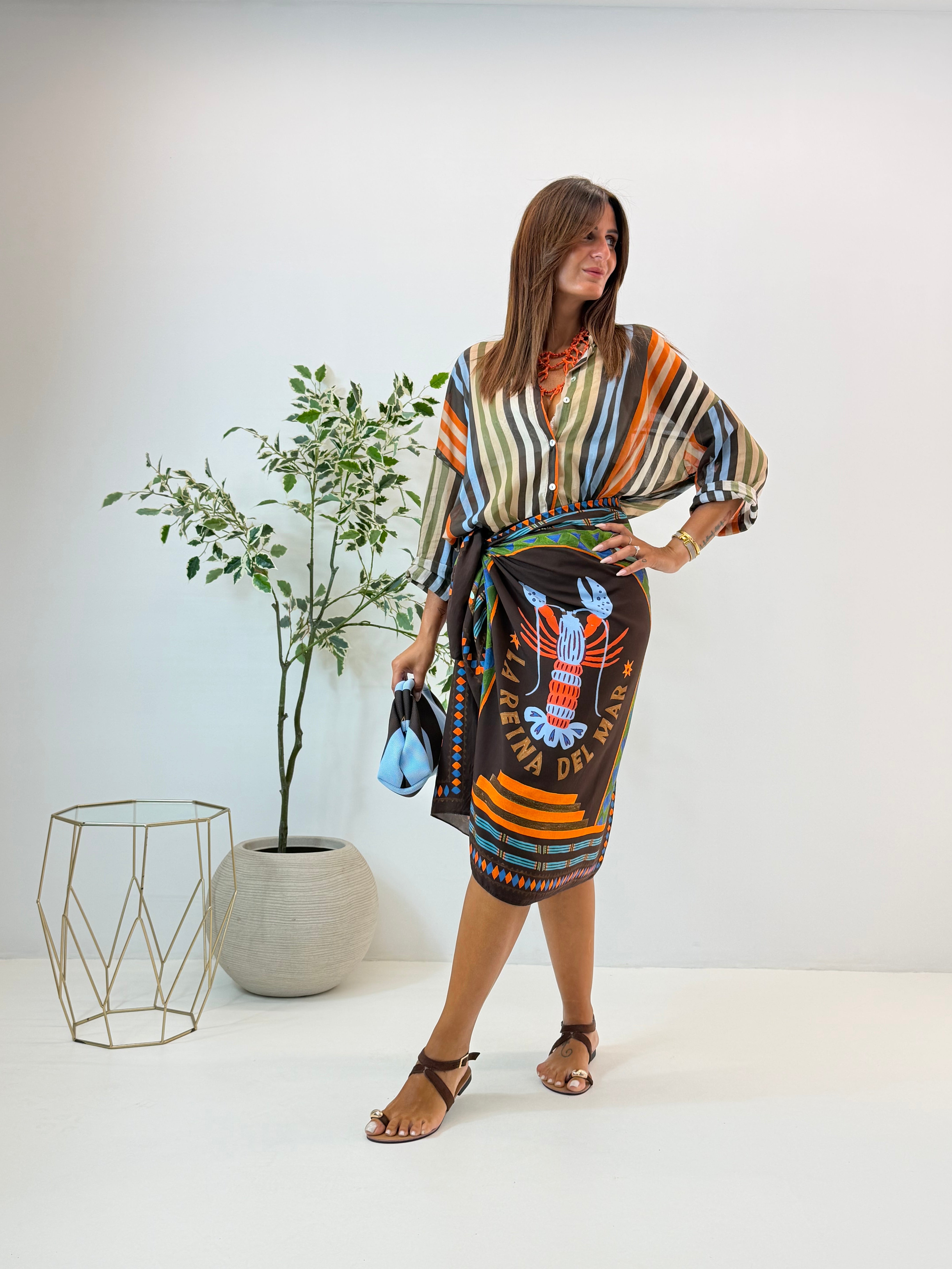 CAMICIA REINA FANTASIA A RIGHE MULTICOLOR
