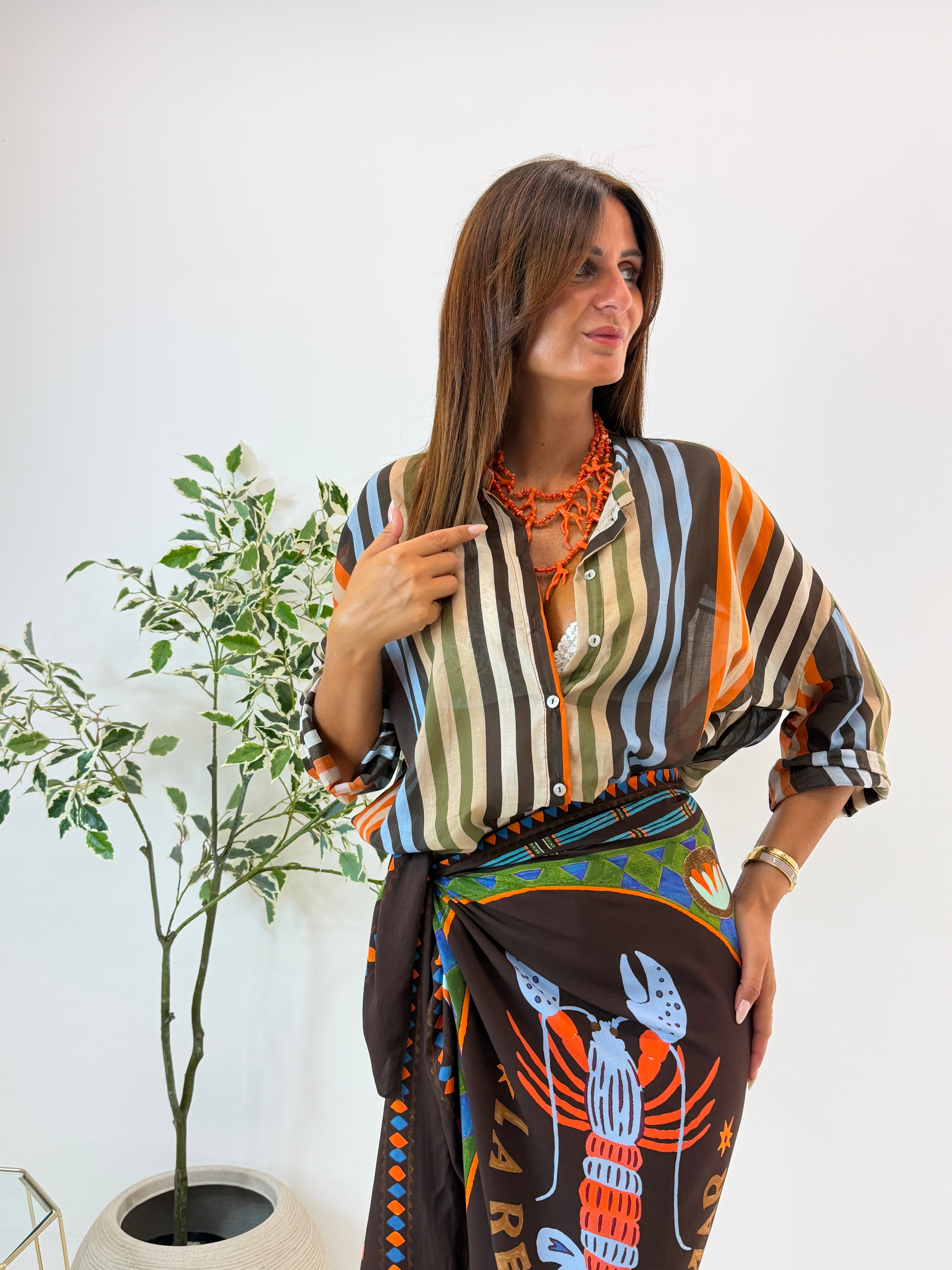 CAMICIA REINA FANTASIA A RIGHE MULTICOLOR