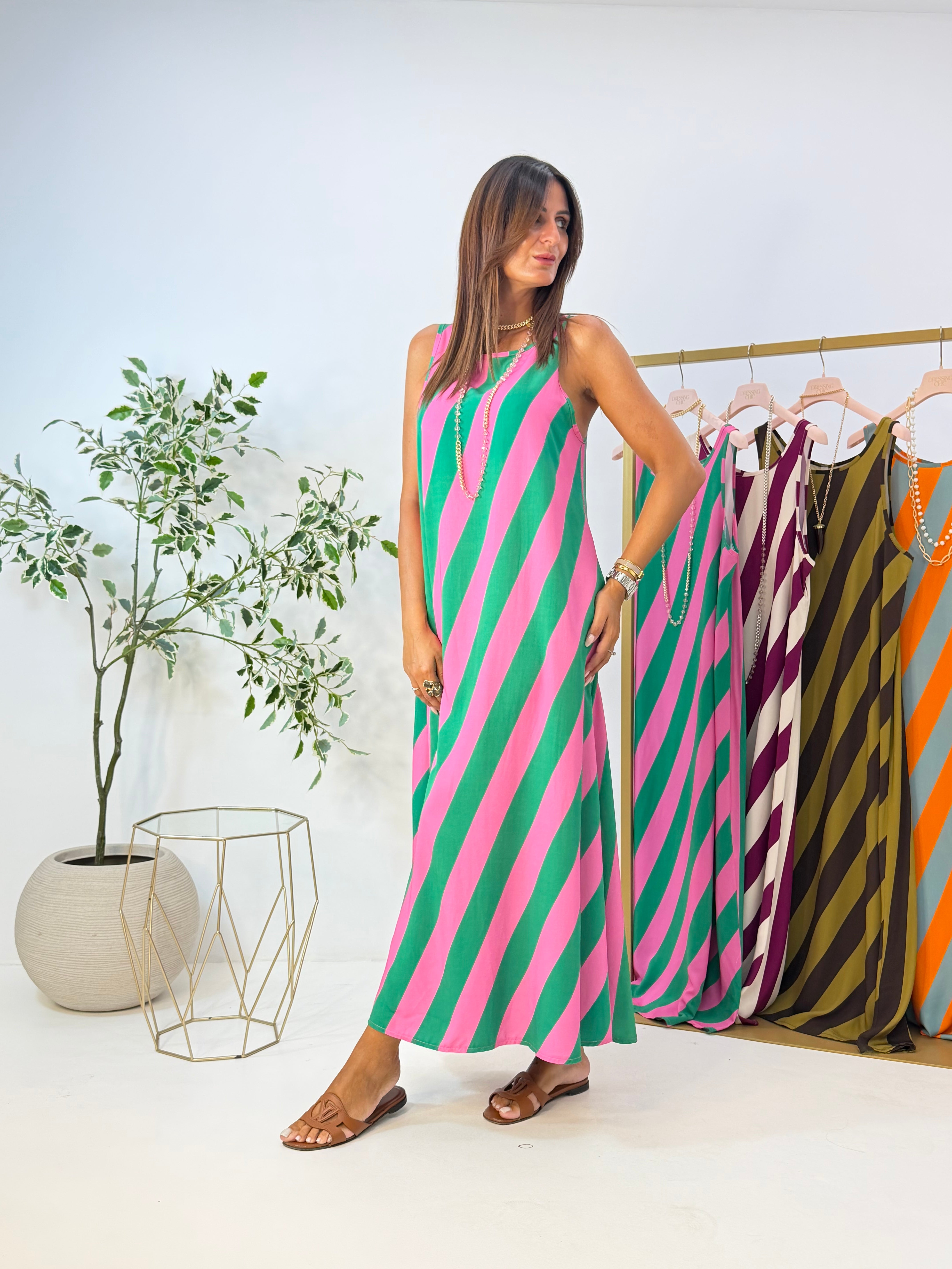 MAXI DRESS VENICE A RIGHE