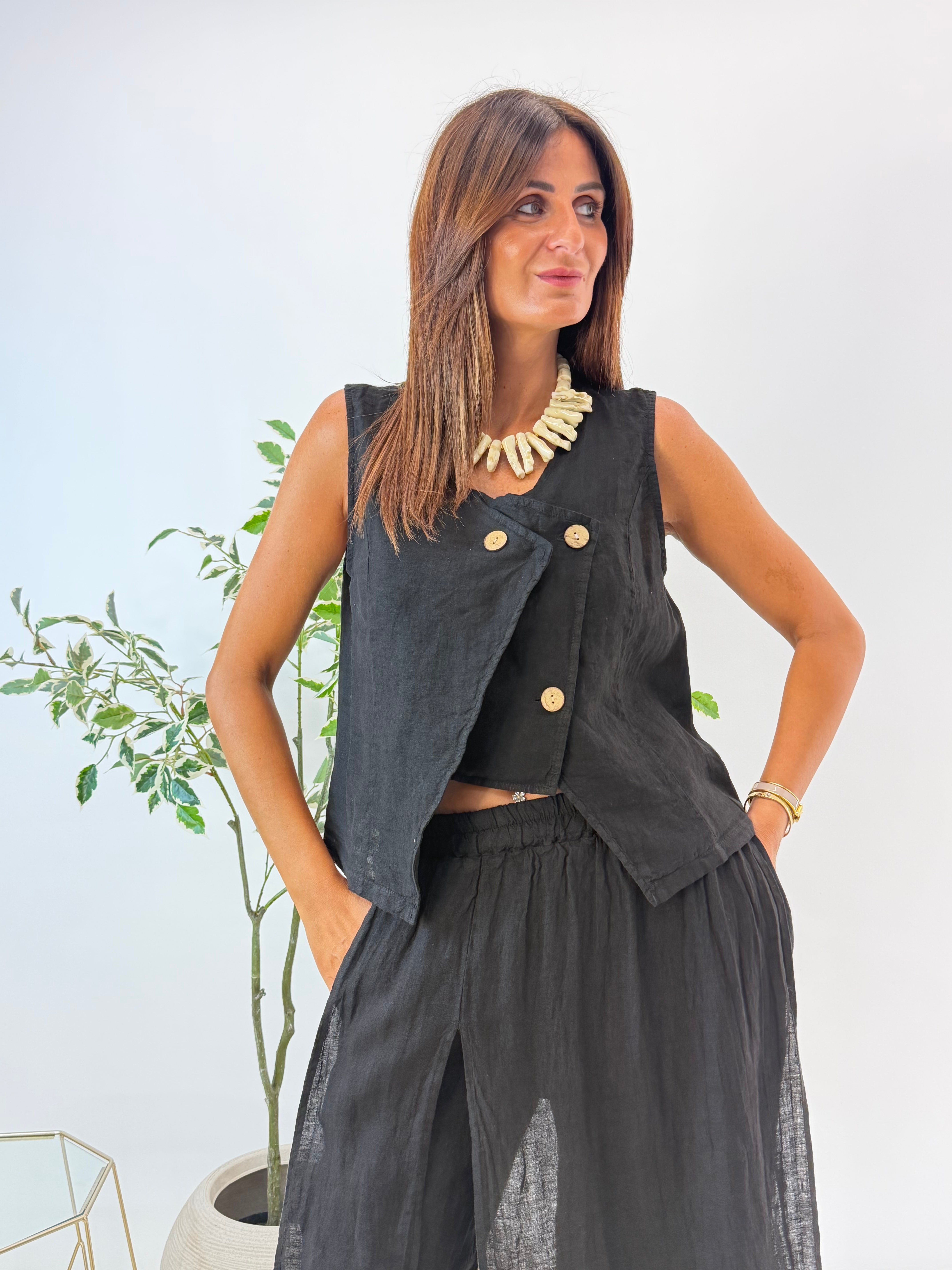 GILET LIANA IN LINO
