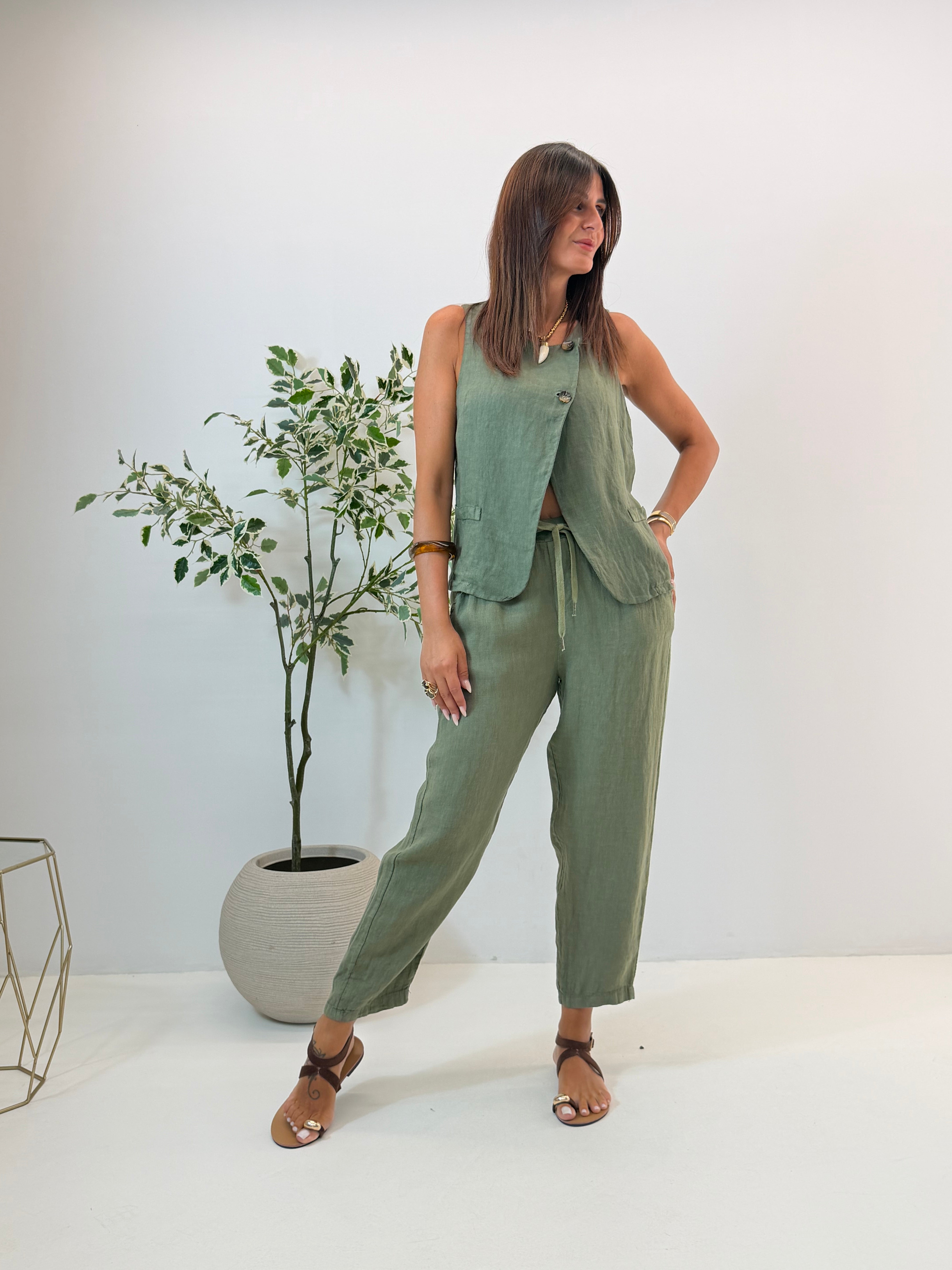 PANTALONE AMELIA IN LINO