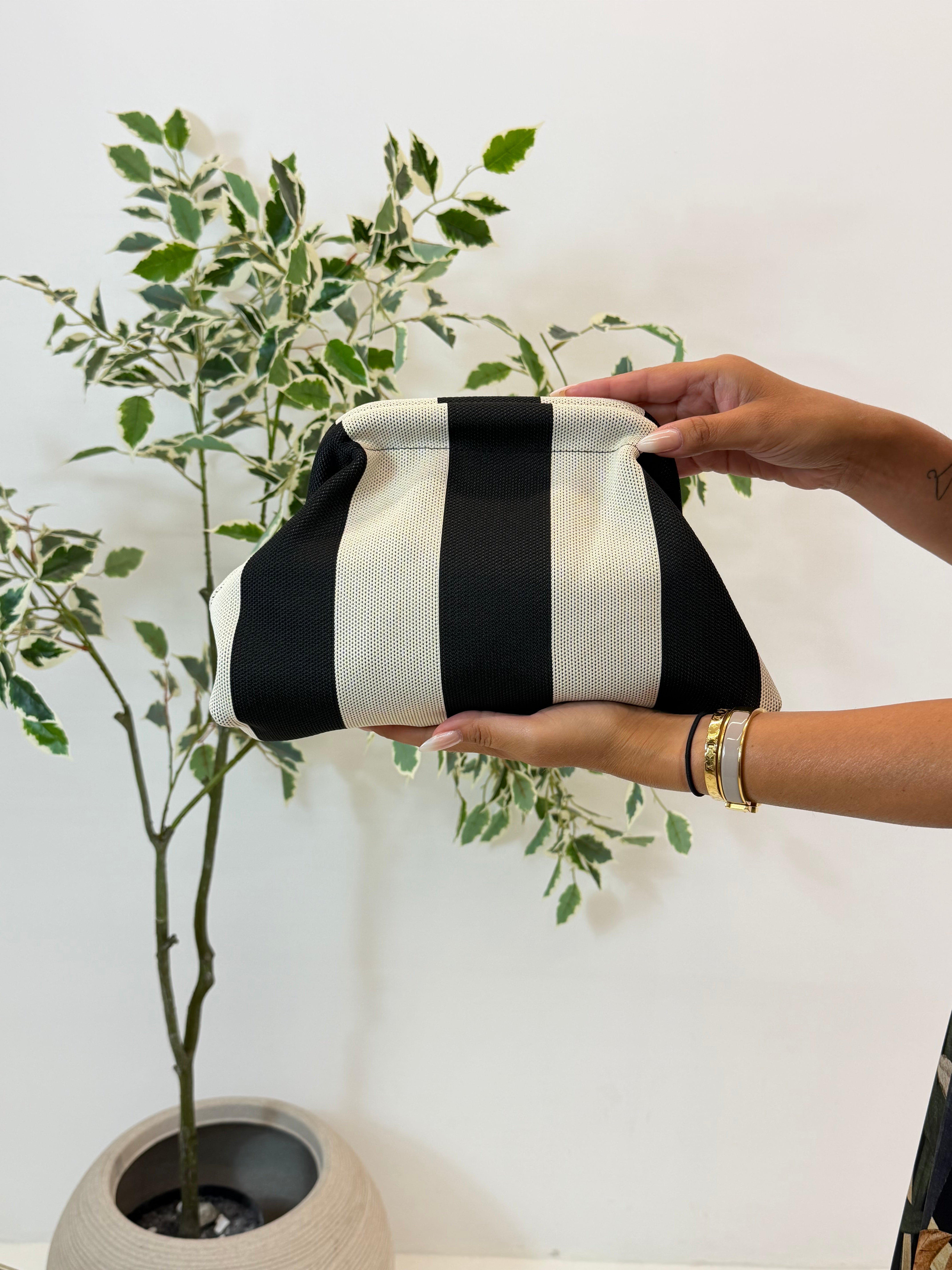 BORSA JUNGLE A RIGHE NERO/BEIGE