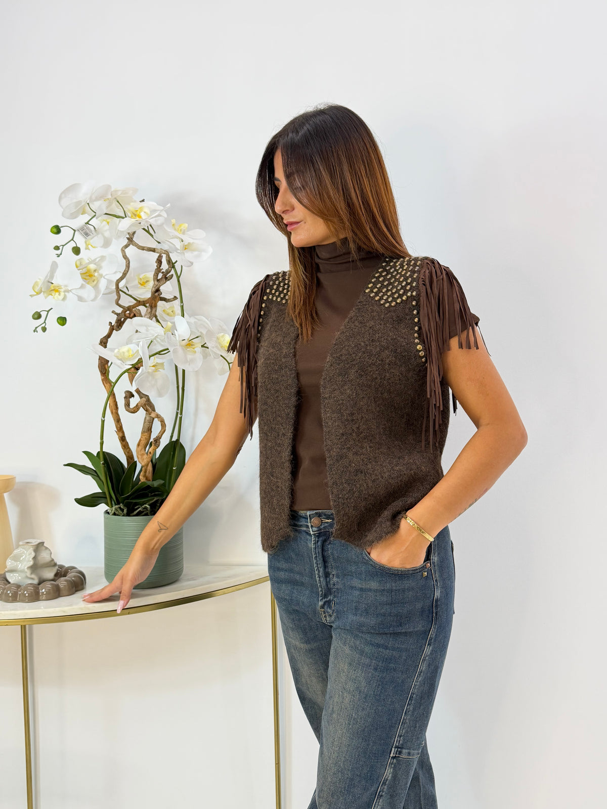 GILET TANIA MORO CON FRANGE