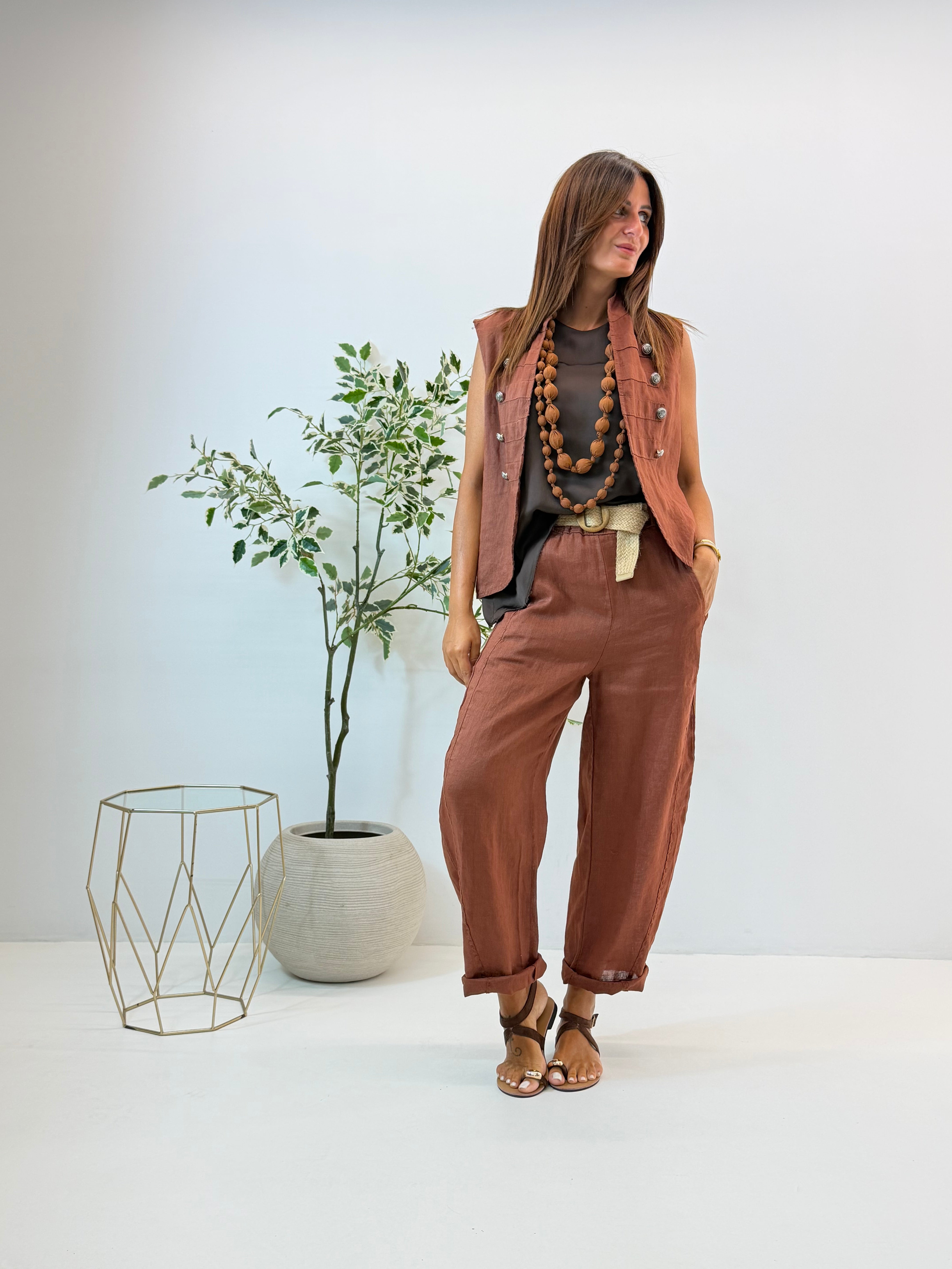 GILET AMELIE IN LINO