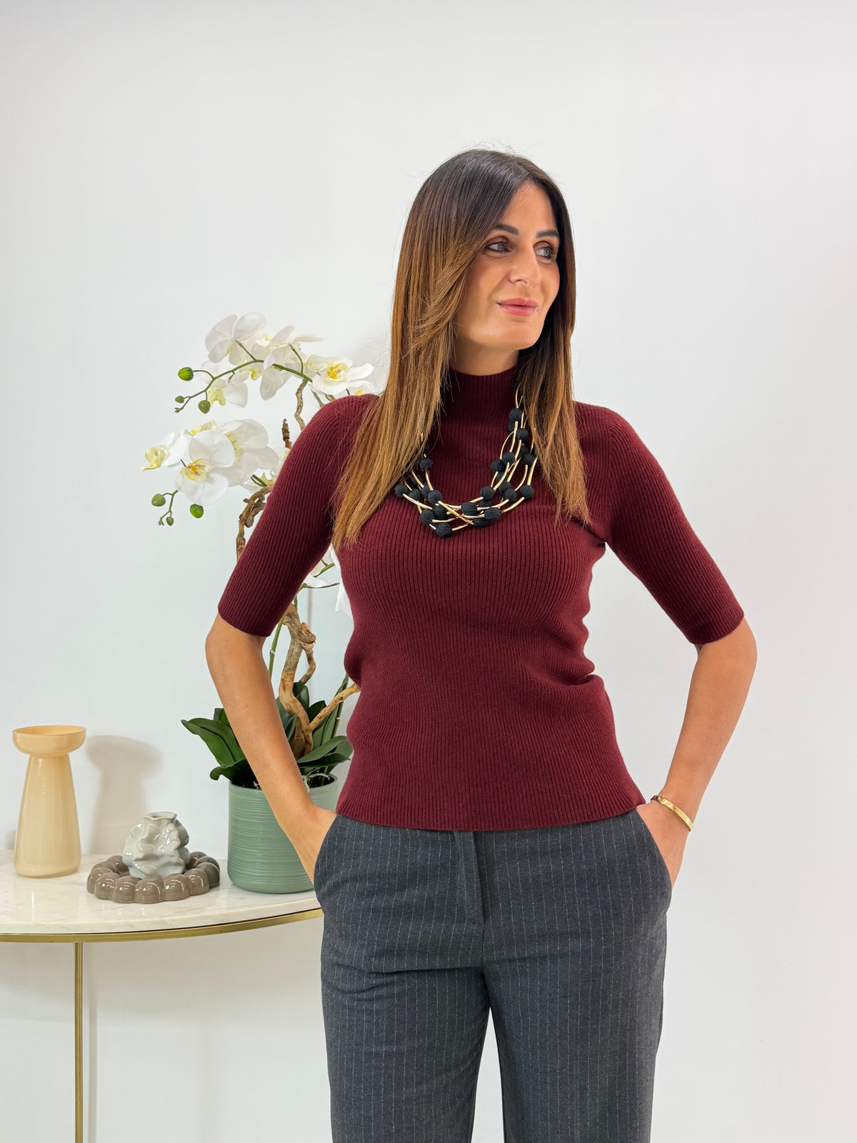 COLLANA MAINA NERA/GOLD