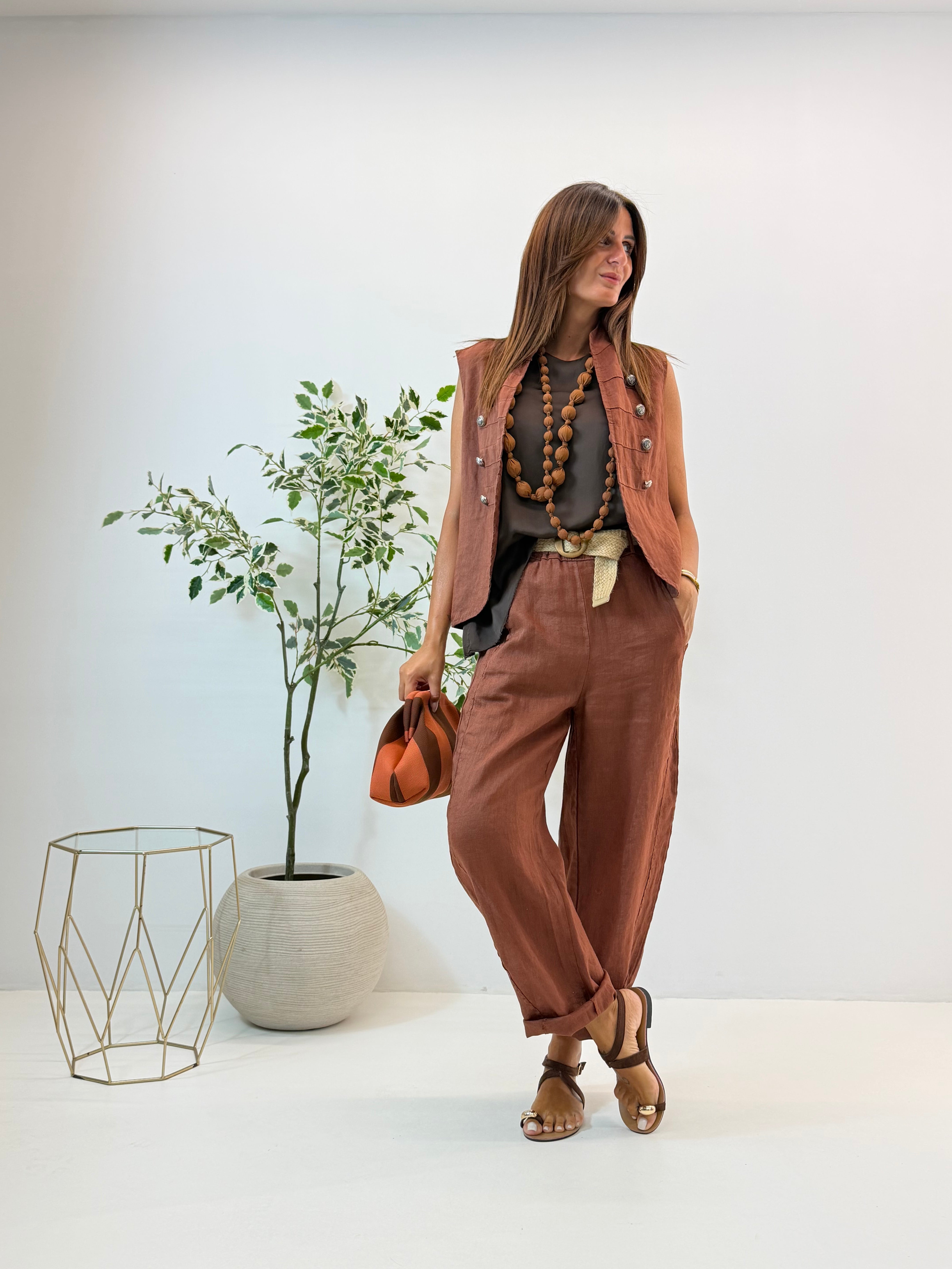GILET AMELIE IN LINO