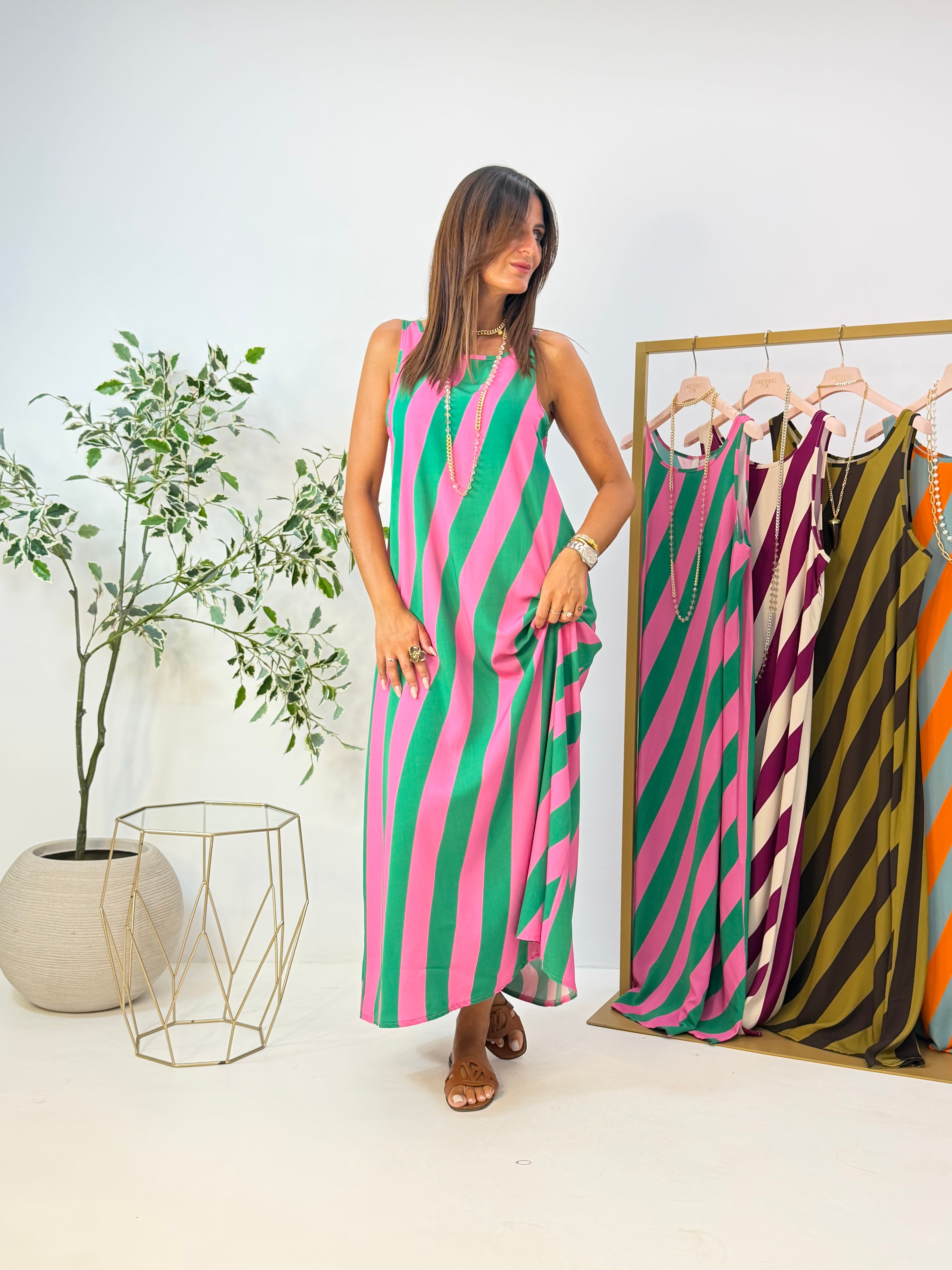 MAXI DRESS VENICE A RIGHE