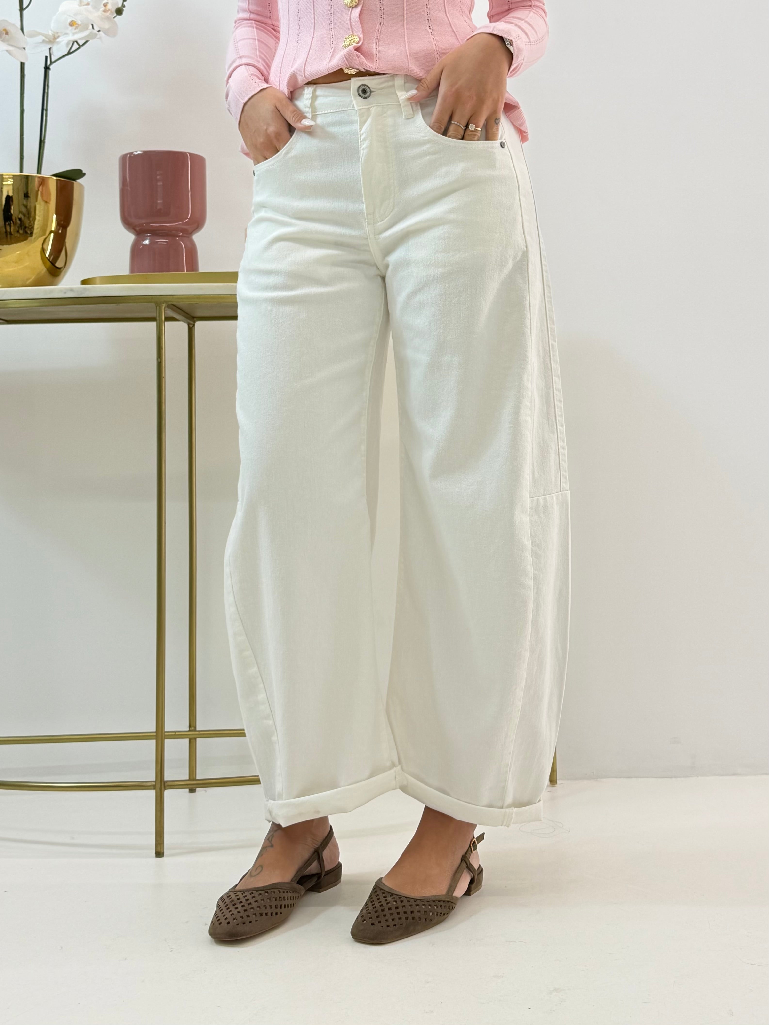 JEANS GIULIA BARREL BIANCO SOFT