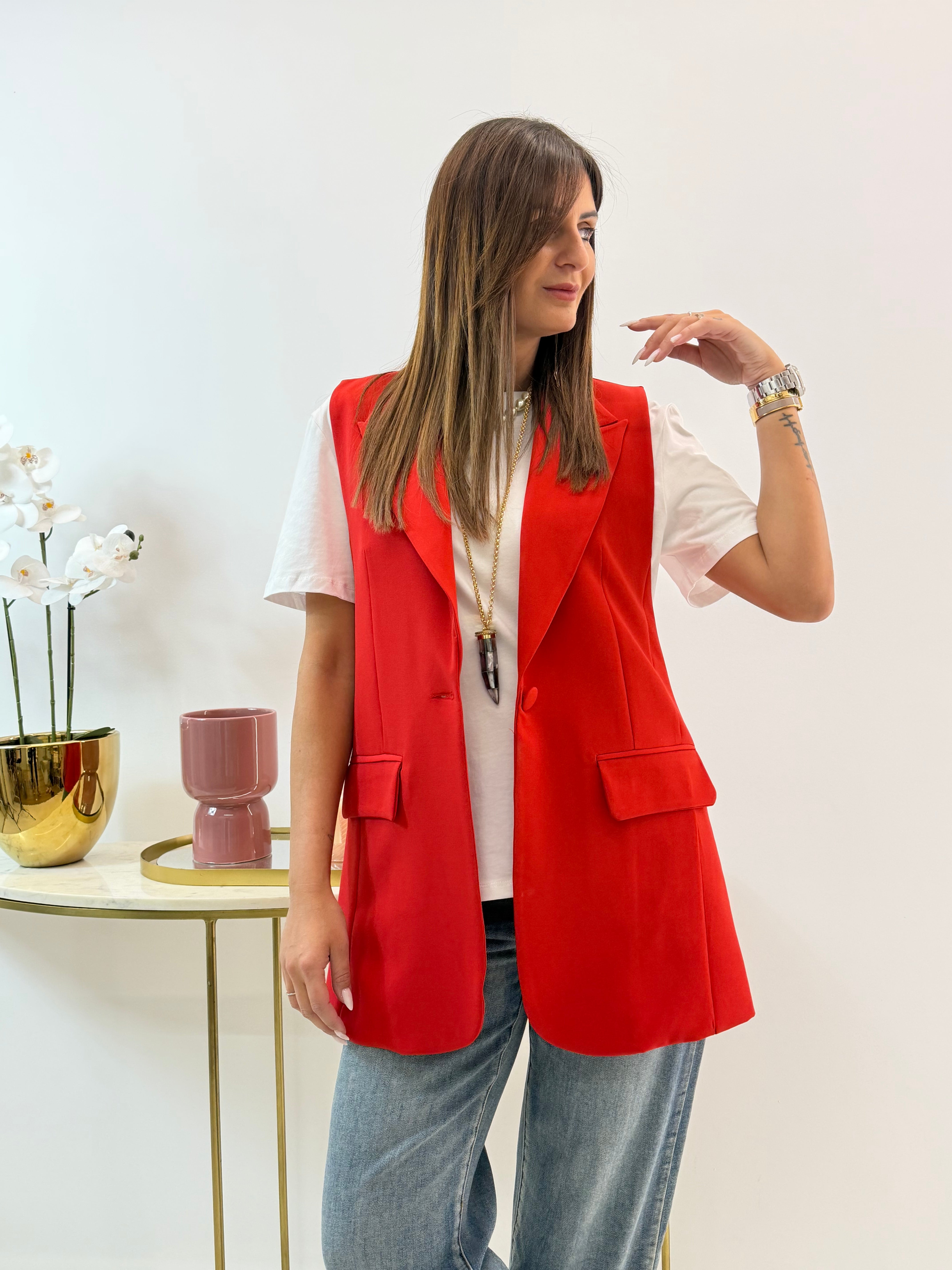 GILET IVORY ROSSO