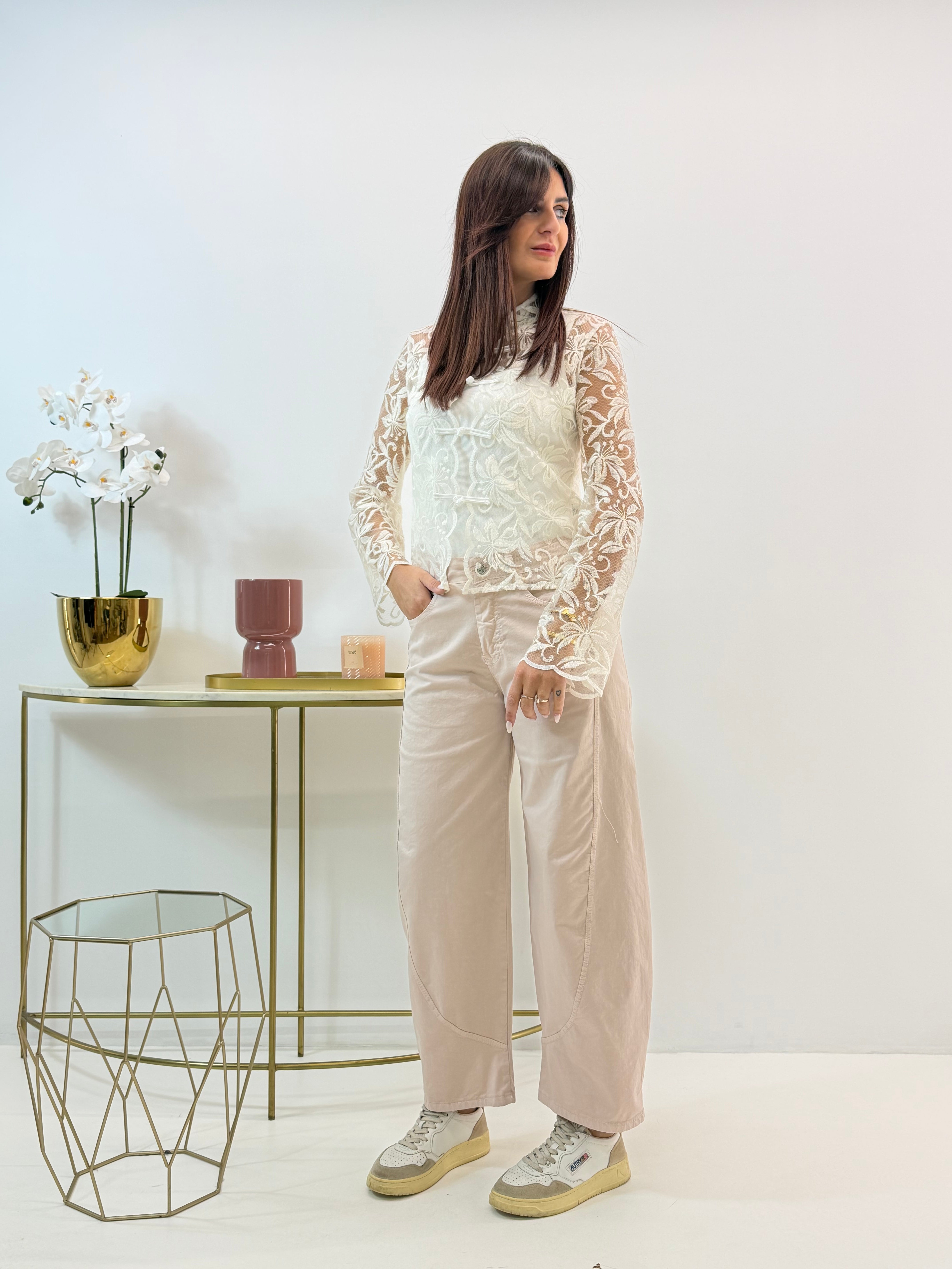 CAMICIA LINDA IN PIZZO PANNA