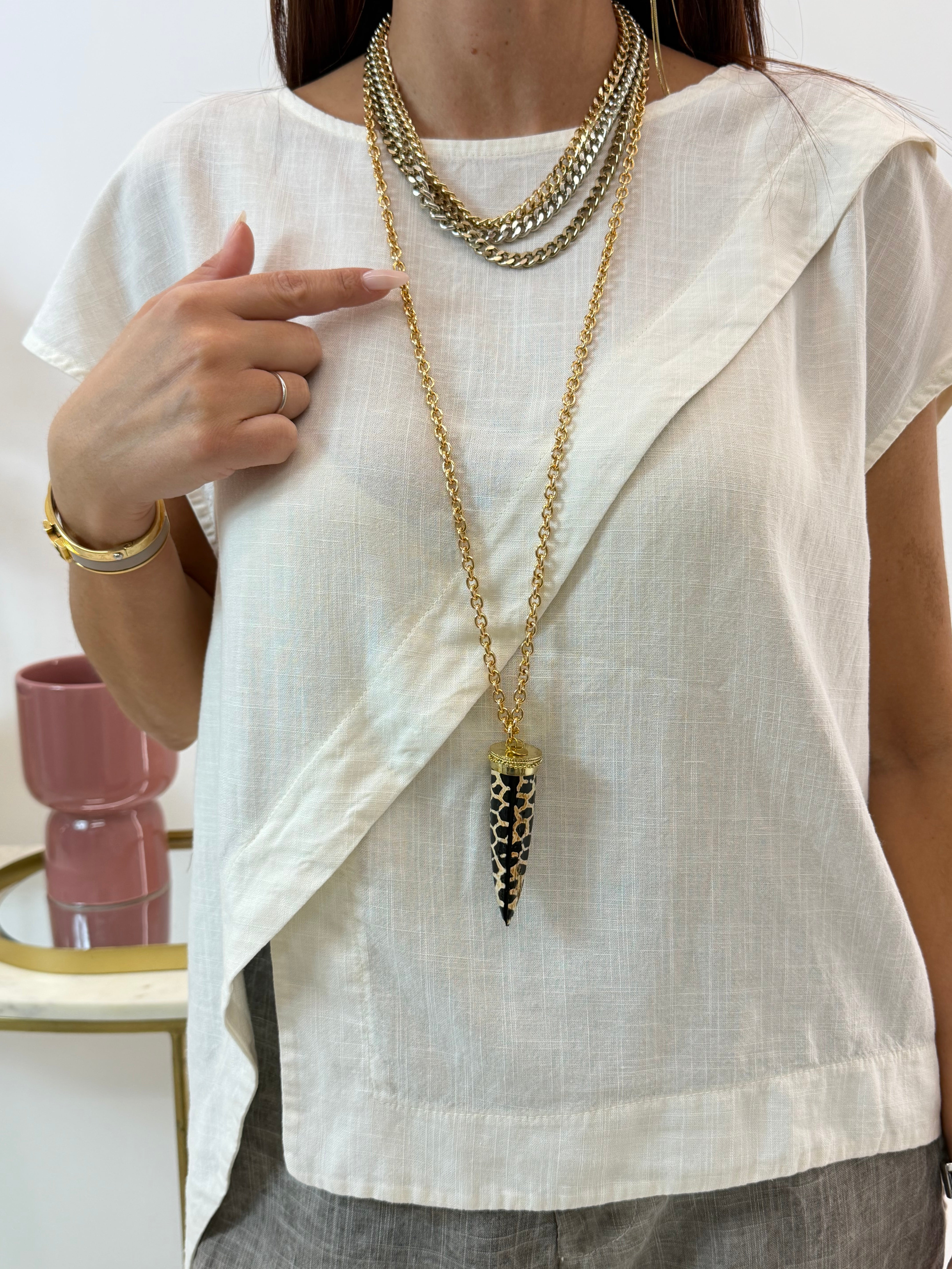 COLLANA LUNGA CORNO ANIMALIER MUPAJI