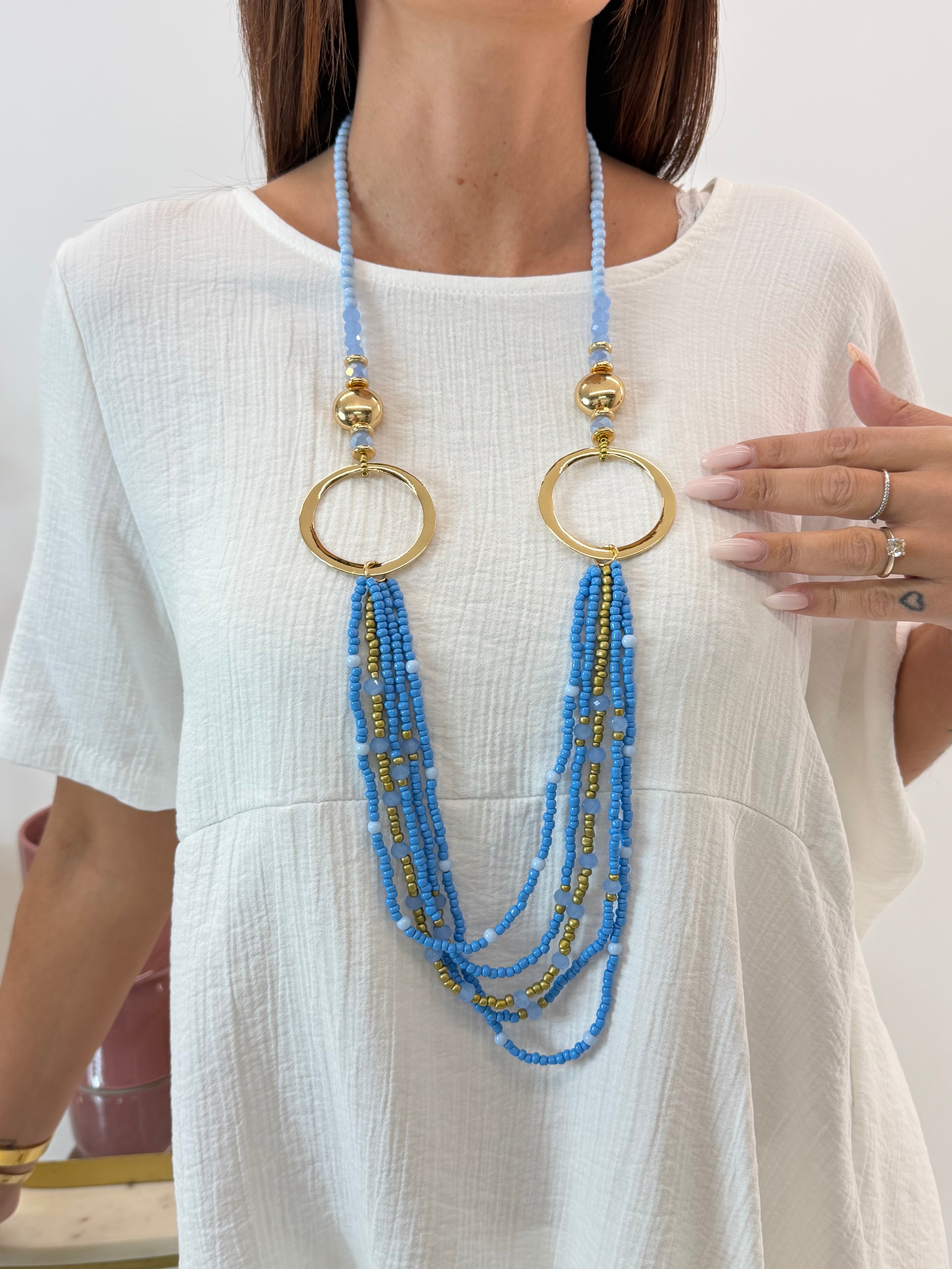 COLLANA TERESA AZZURRA/GOLD