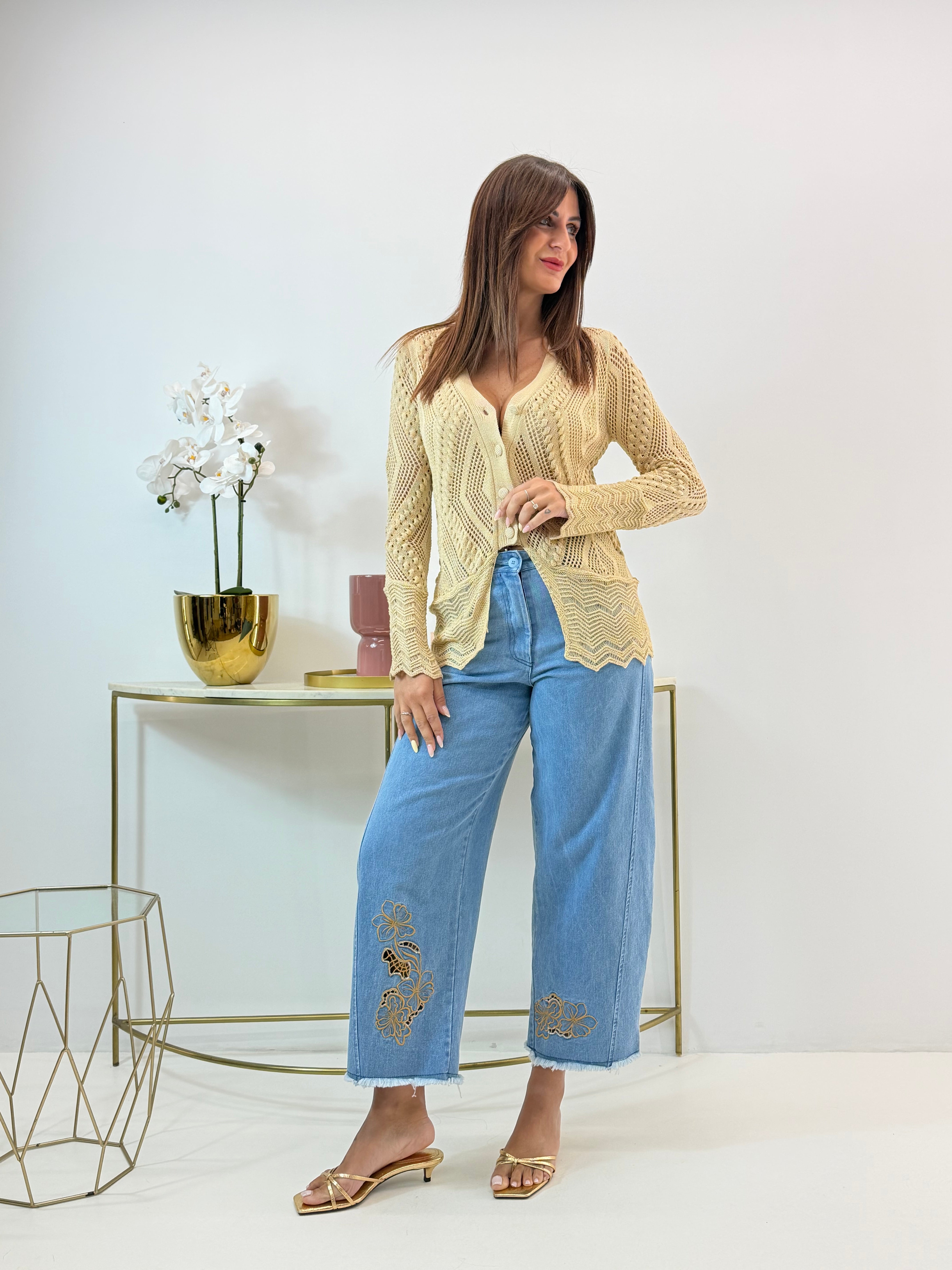 CARDIGAN MOANA TRAFORATO BEIGE