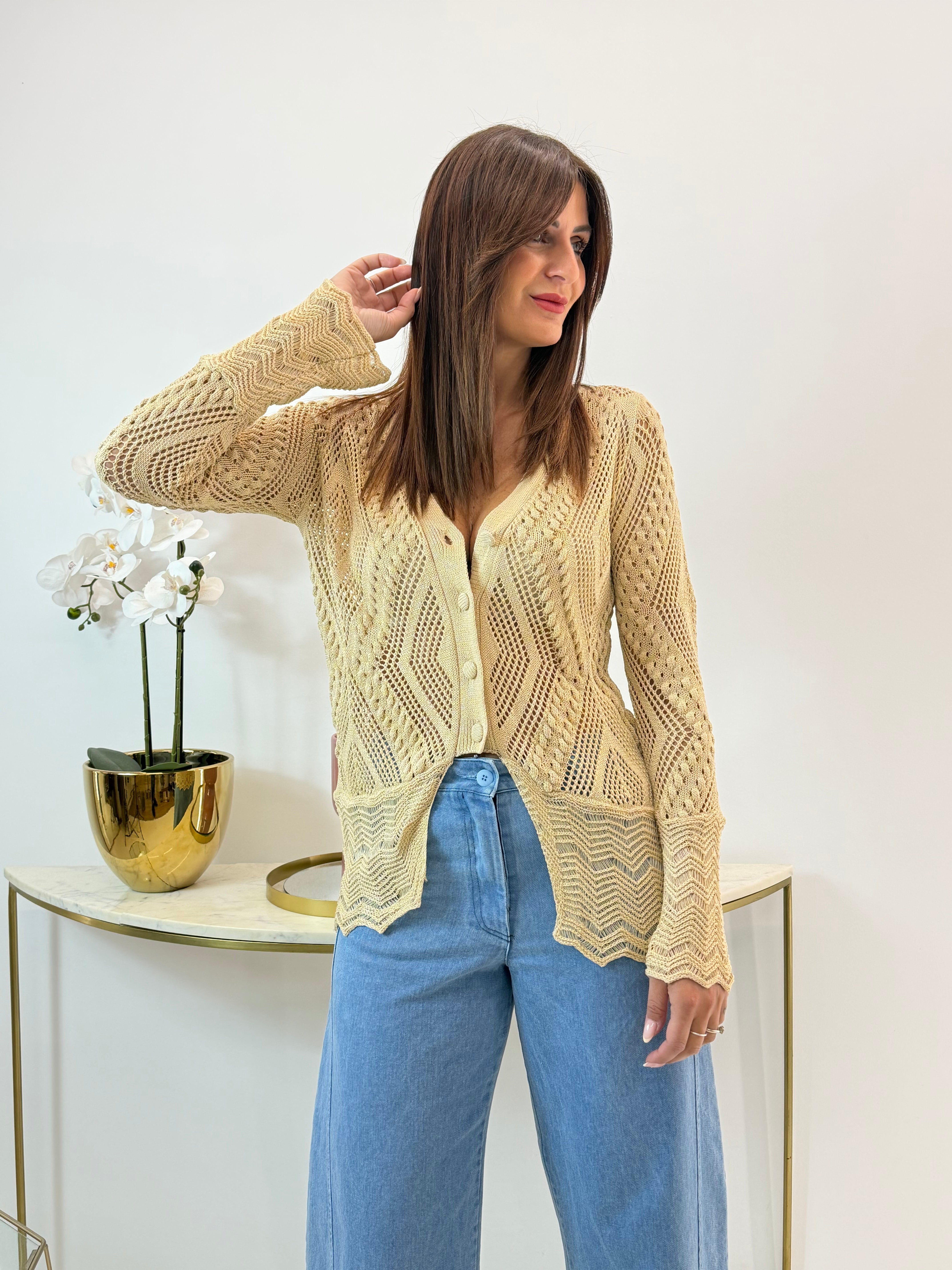 CARDIGAN MOANA TRAFORATO BEIGE