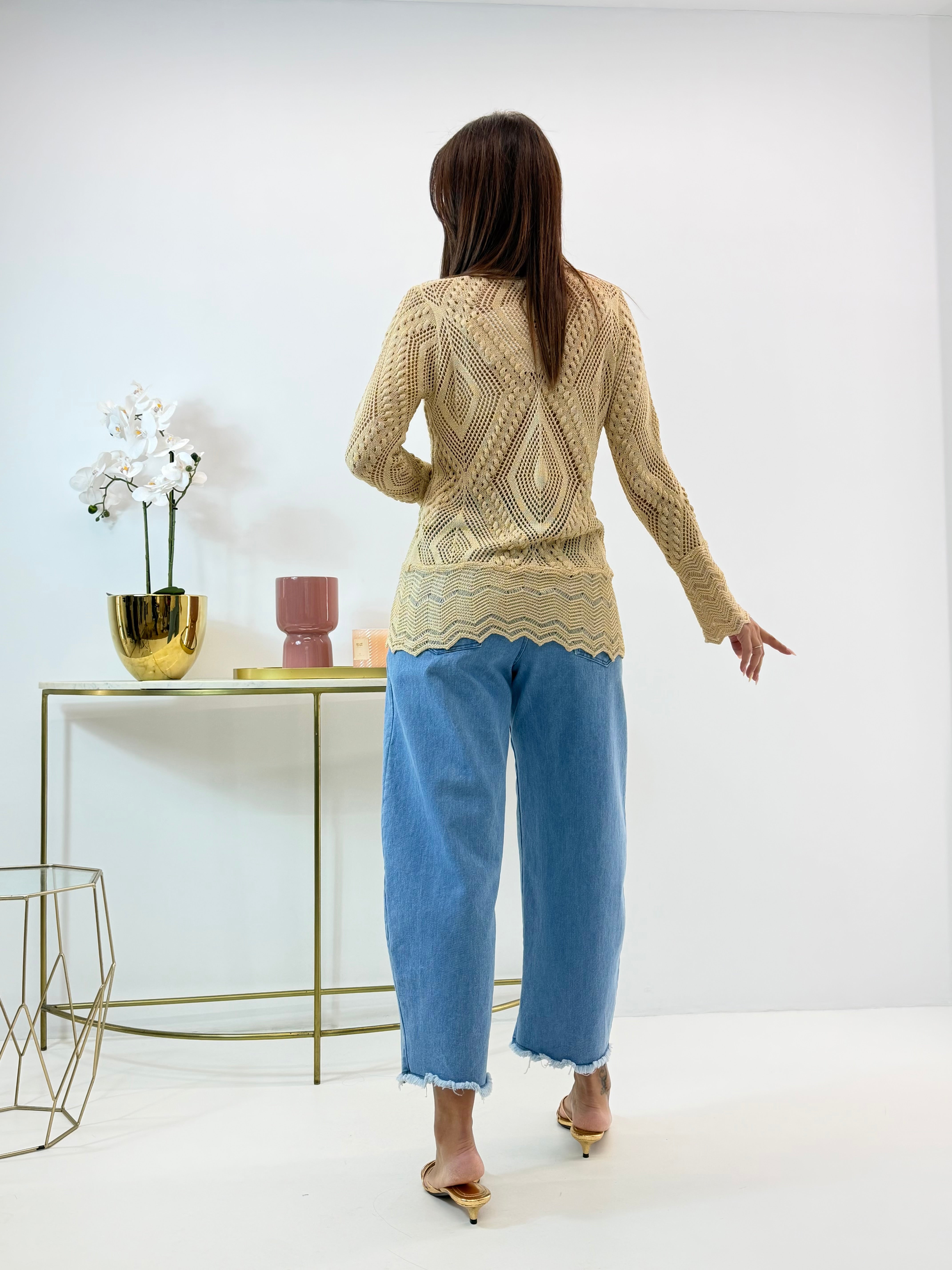CARDIGAN MOANA TRAFORATO BEIGE