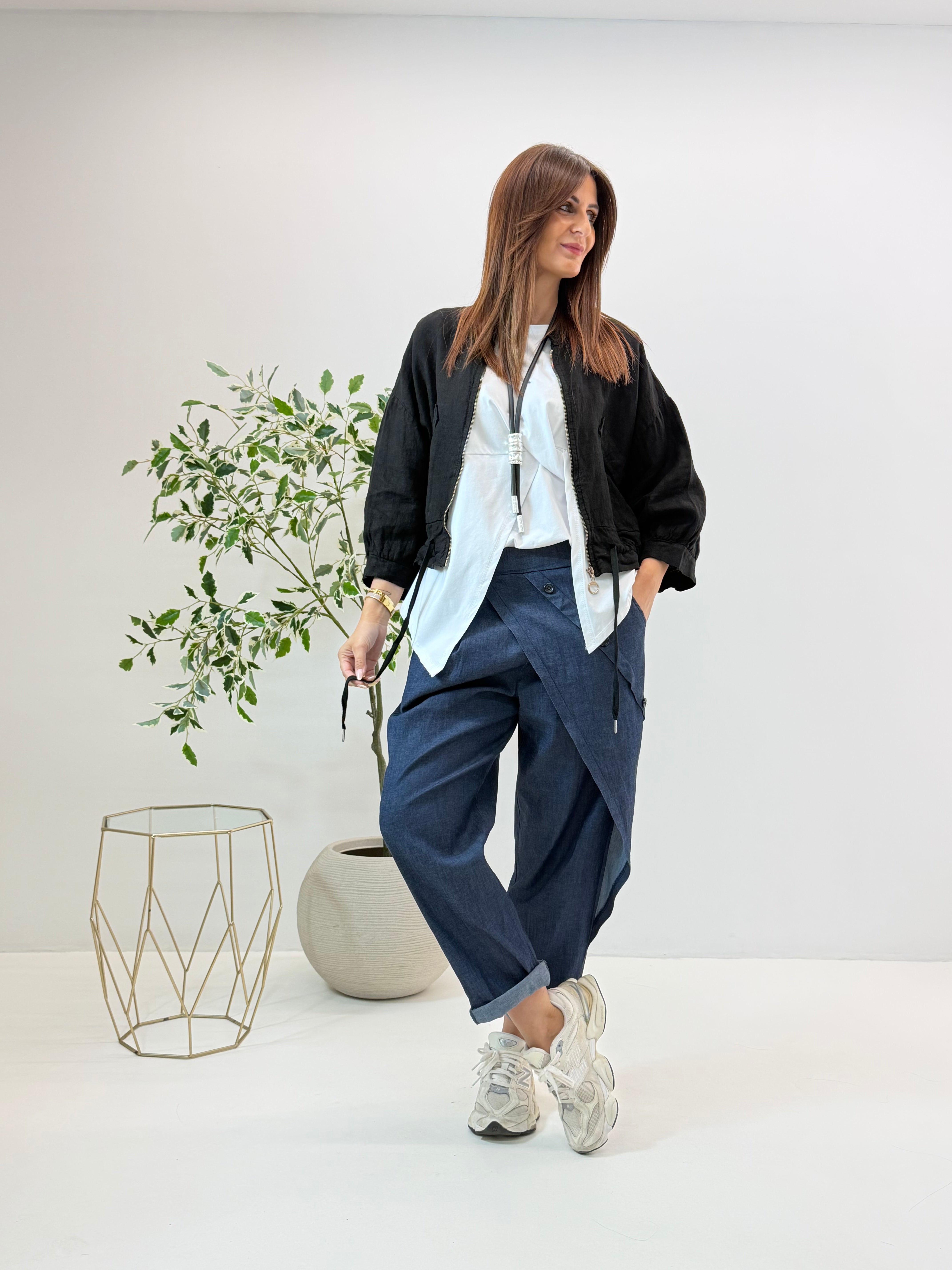 GIACCA DIANE IN LINO NERA