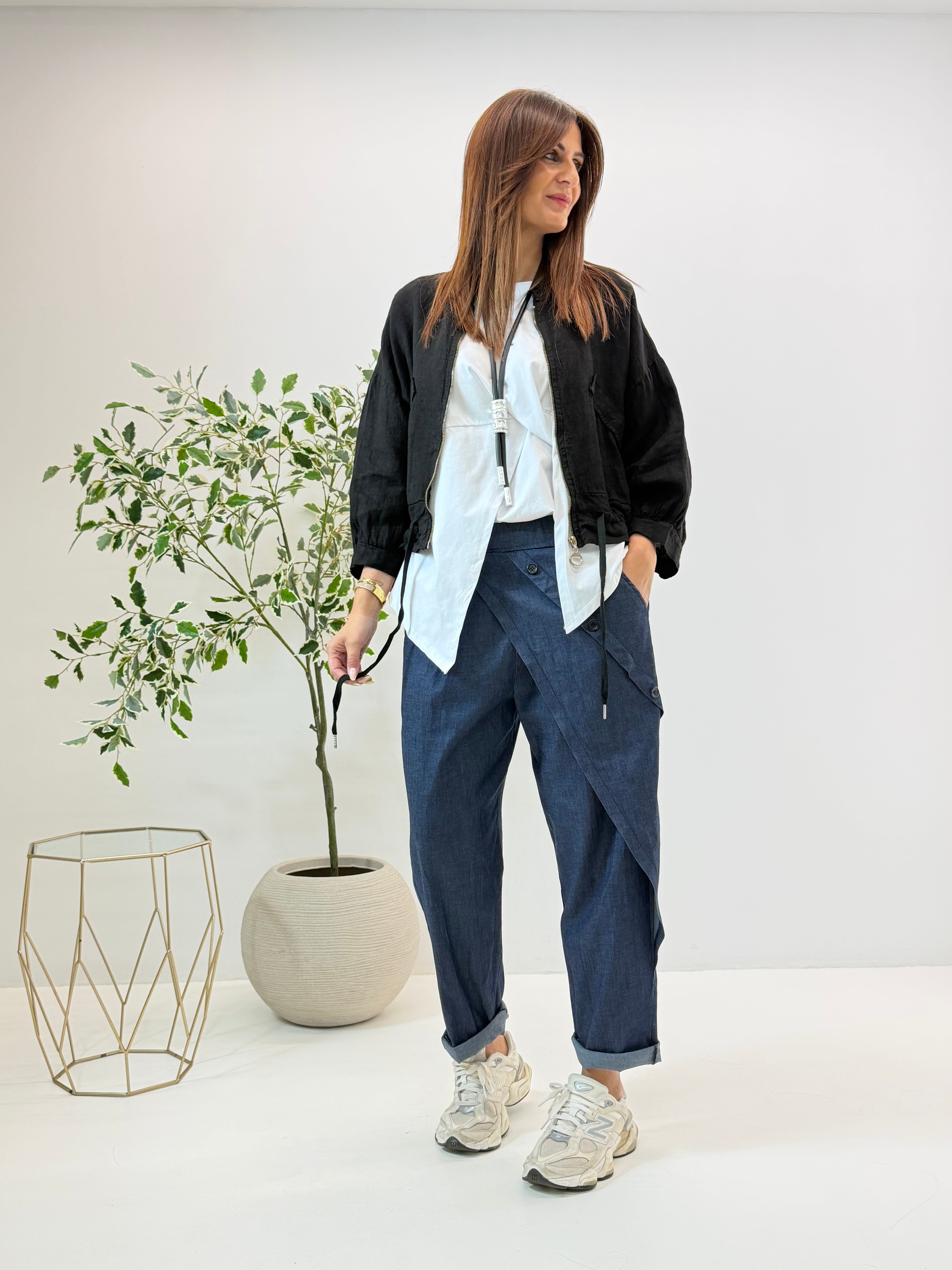 GIACCA DIANE IN LINO NERA