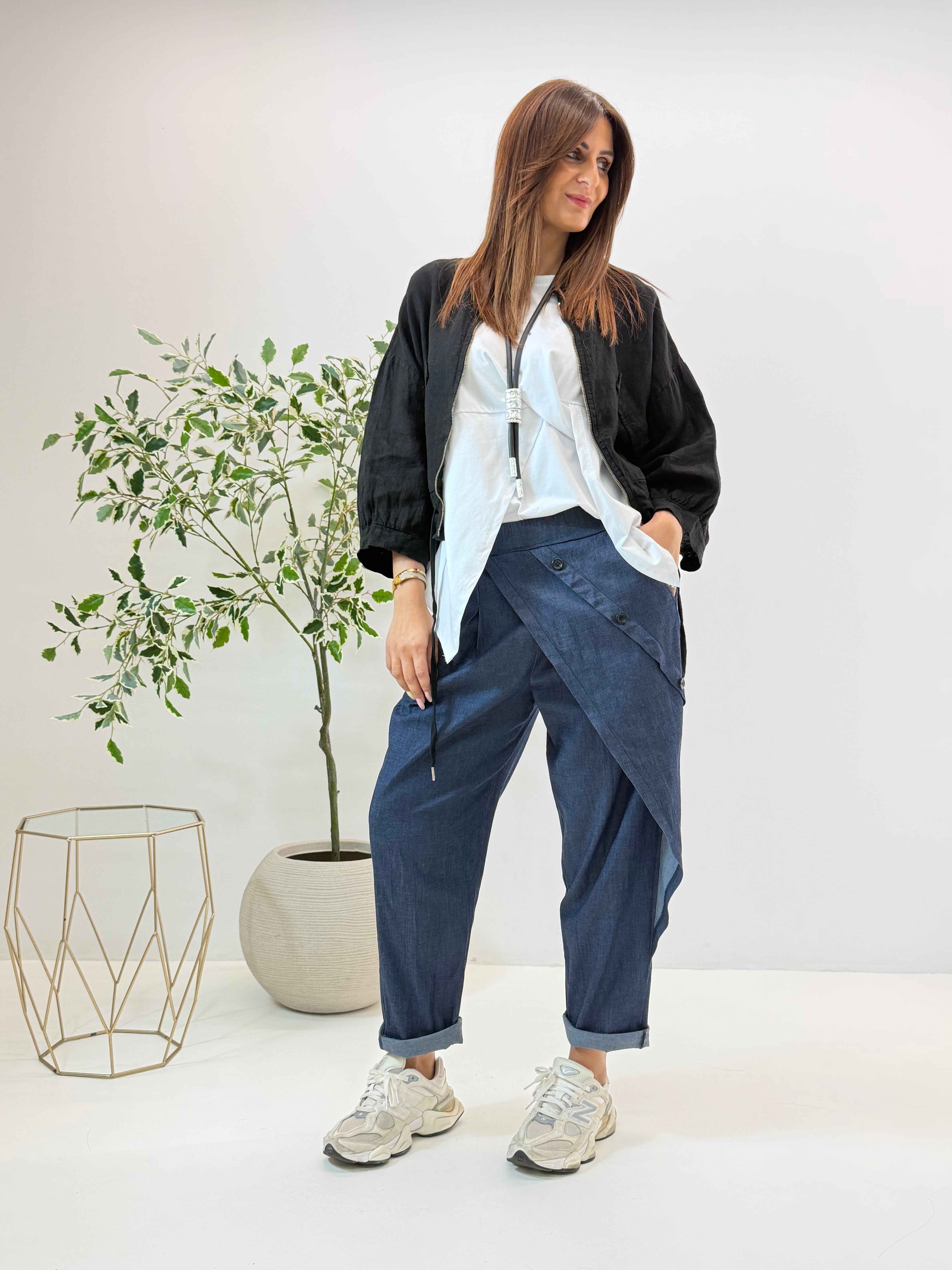 GIACCA DIANE IN LINO NERA