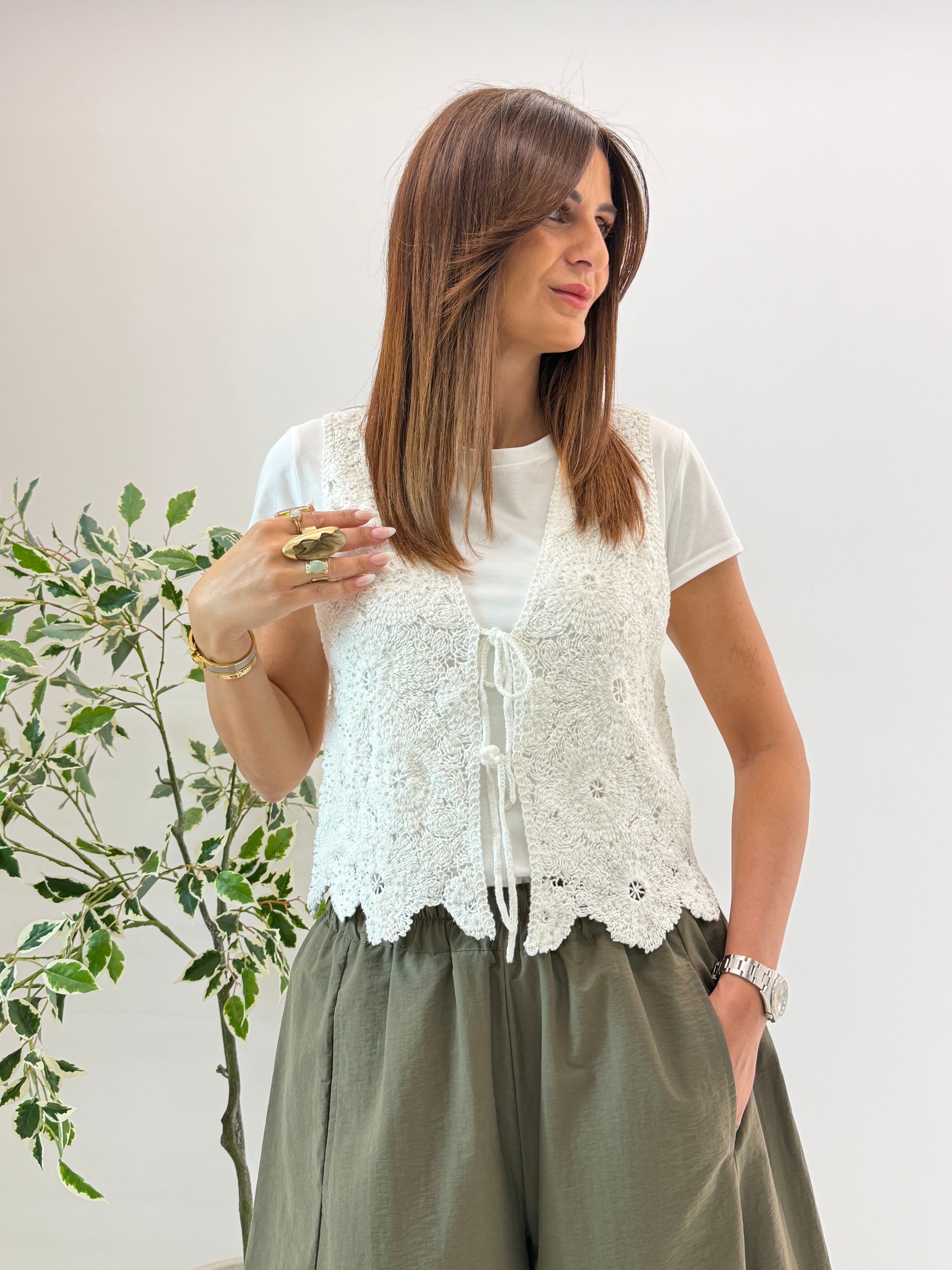 GILET ALEXA IN FILO BIANCO