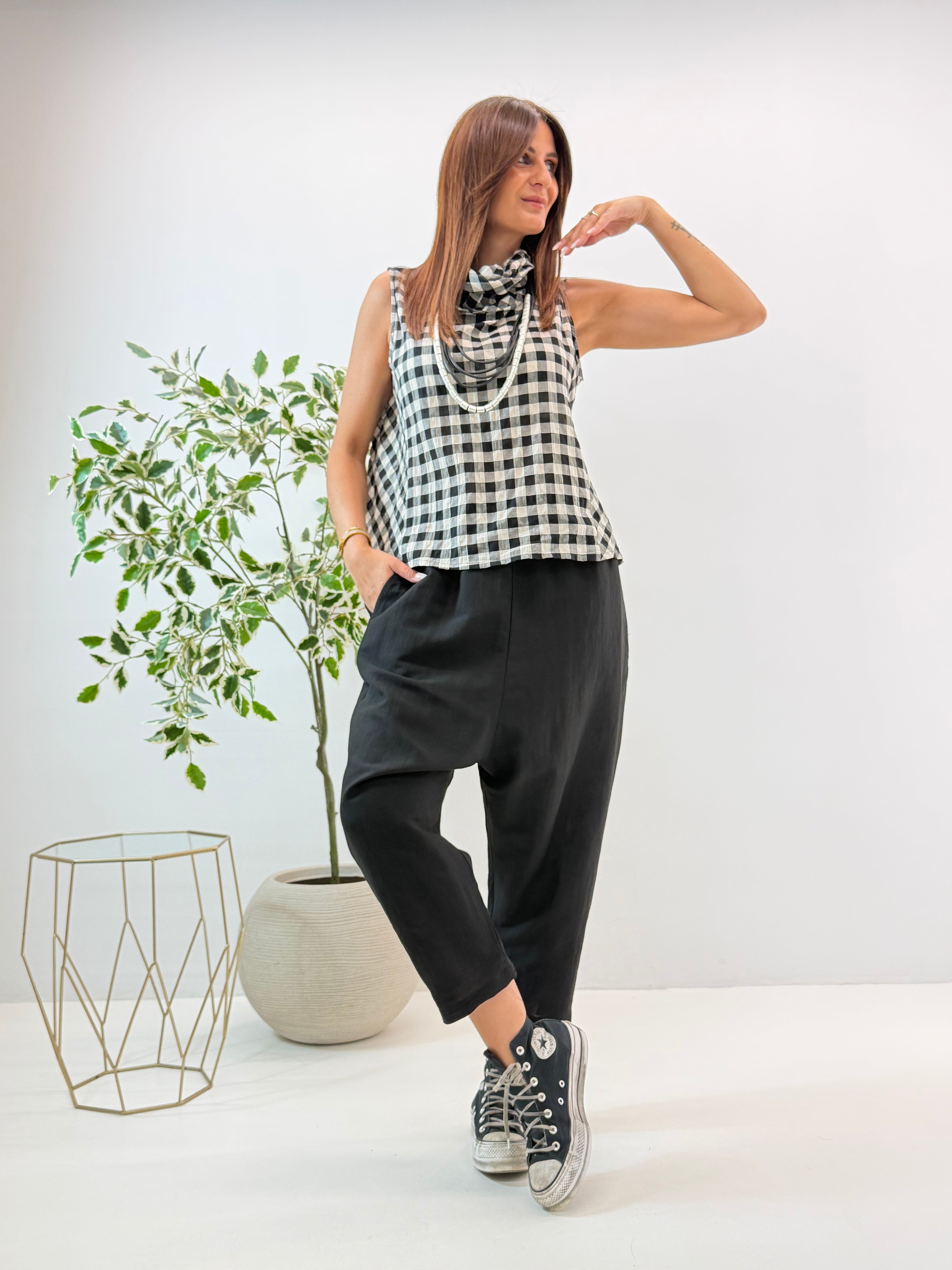 PANTALONE PANAMA NERO