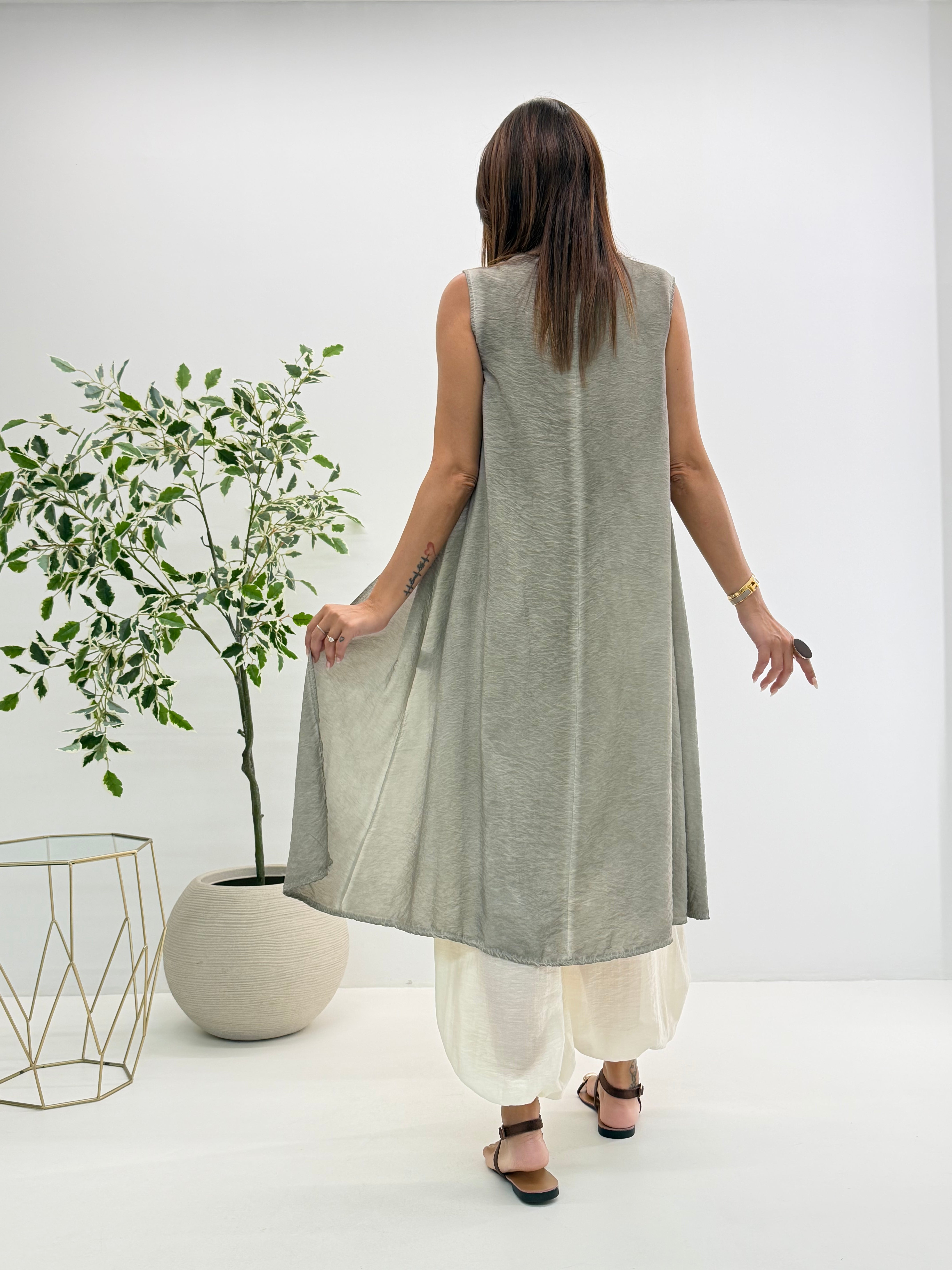 MAXI GILET SORAIA GRIGIO
