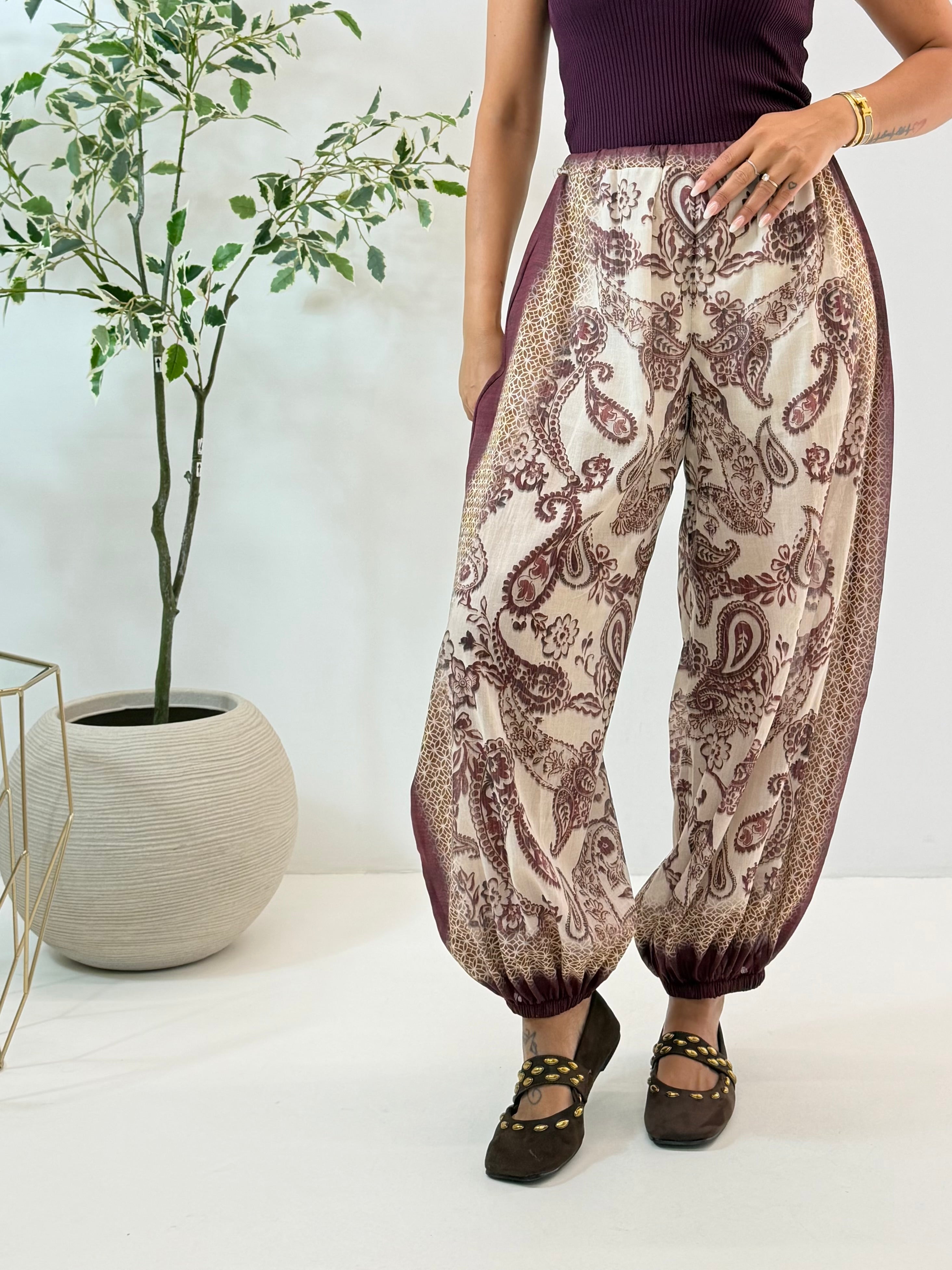 PANTALONE LATIA FANTASIA BORDEAUX