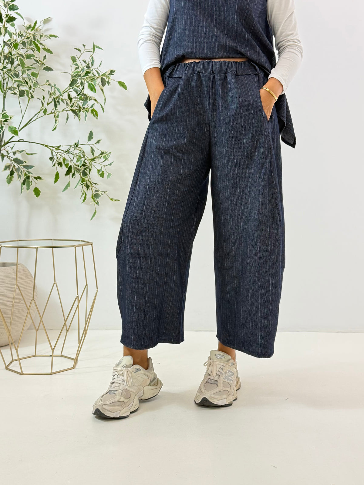 PANTALONE NORA GESSATO BLU