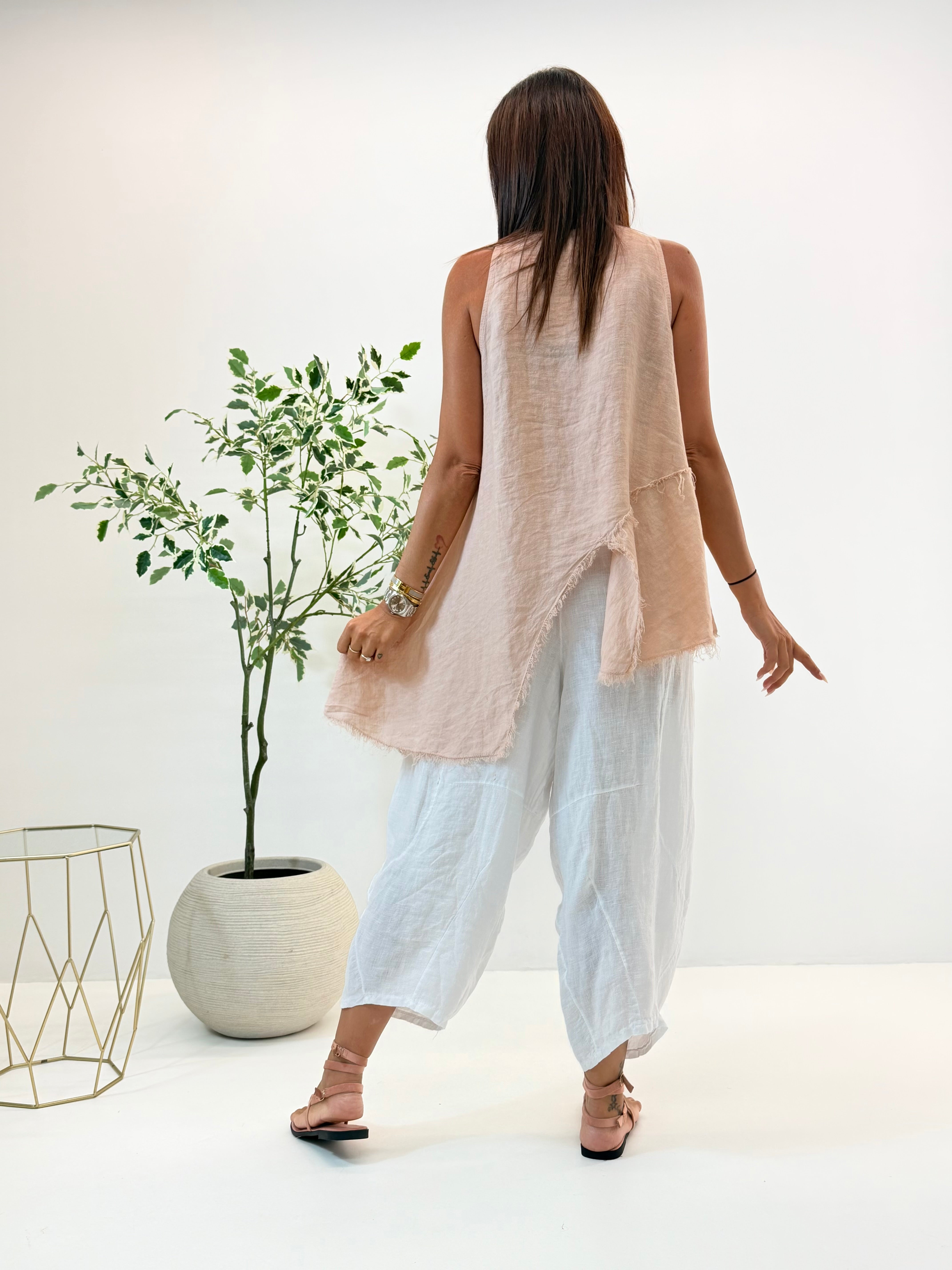 PANTALONE ADRIA BIANCO IN LINO