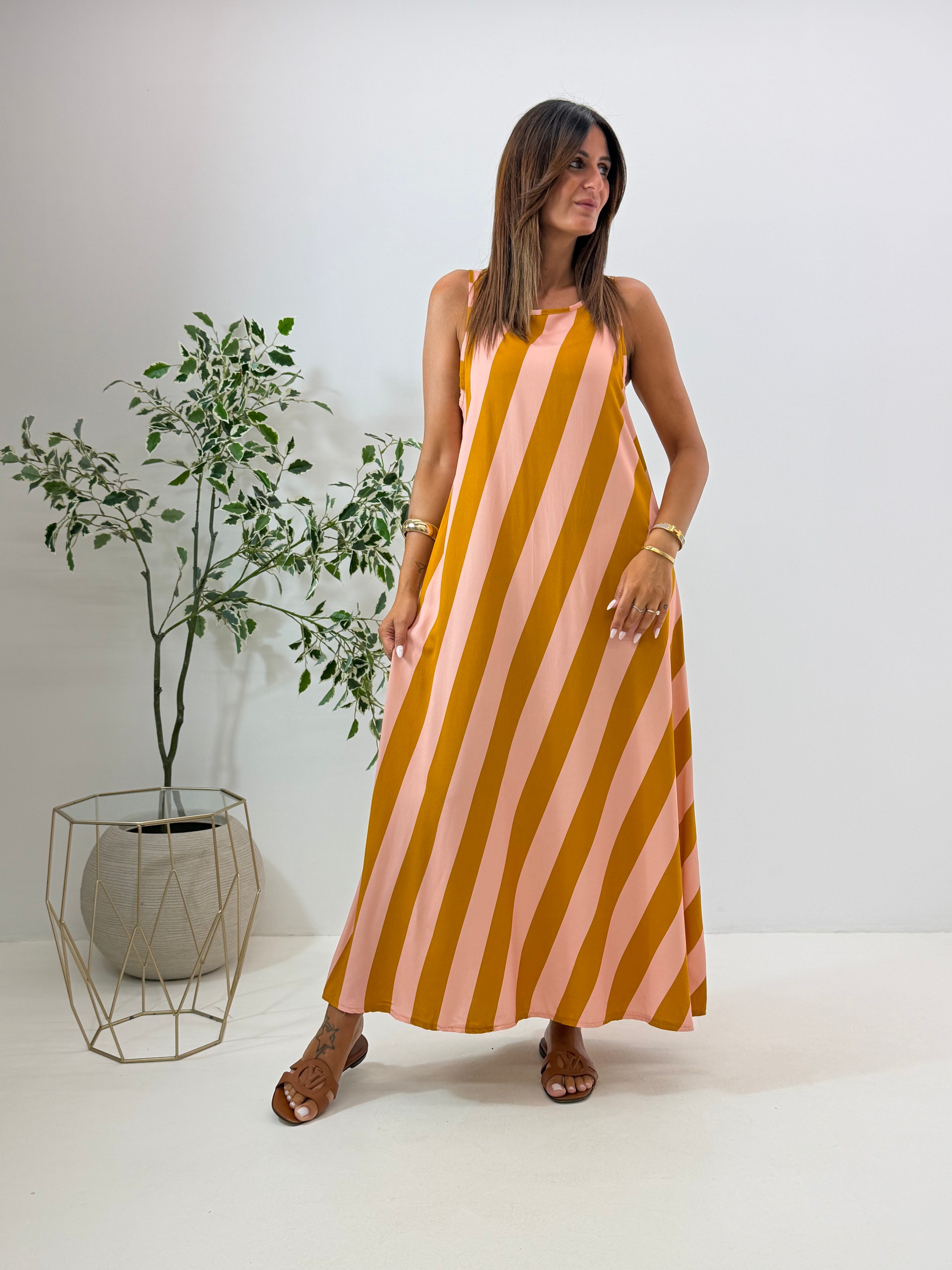 MAXI DRESS VENICE A RIGHE
