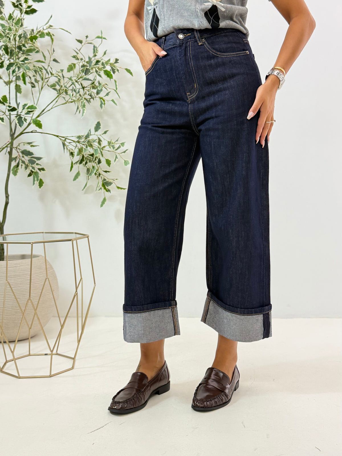 JEANS SIMON BLU SCURO CON RISVOLTO
