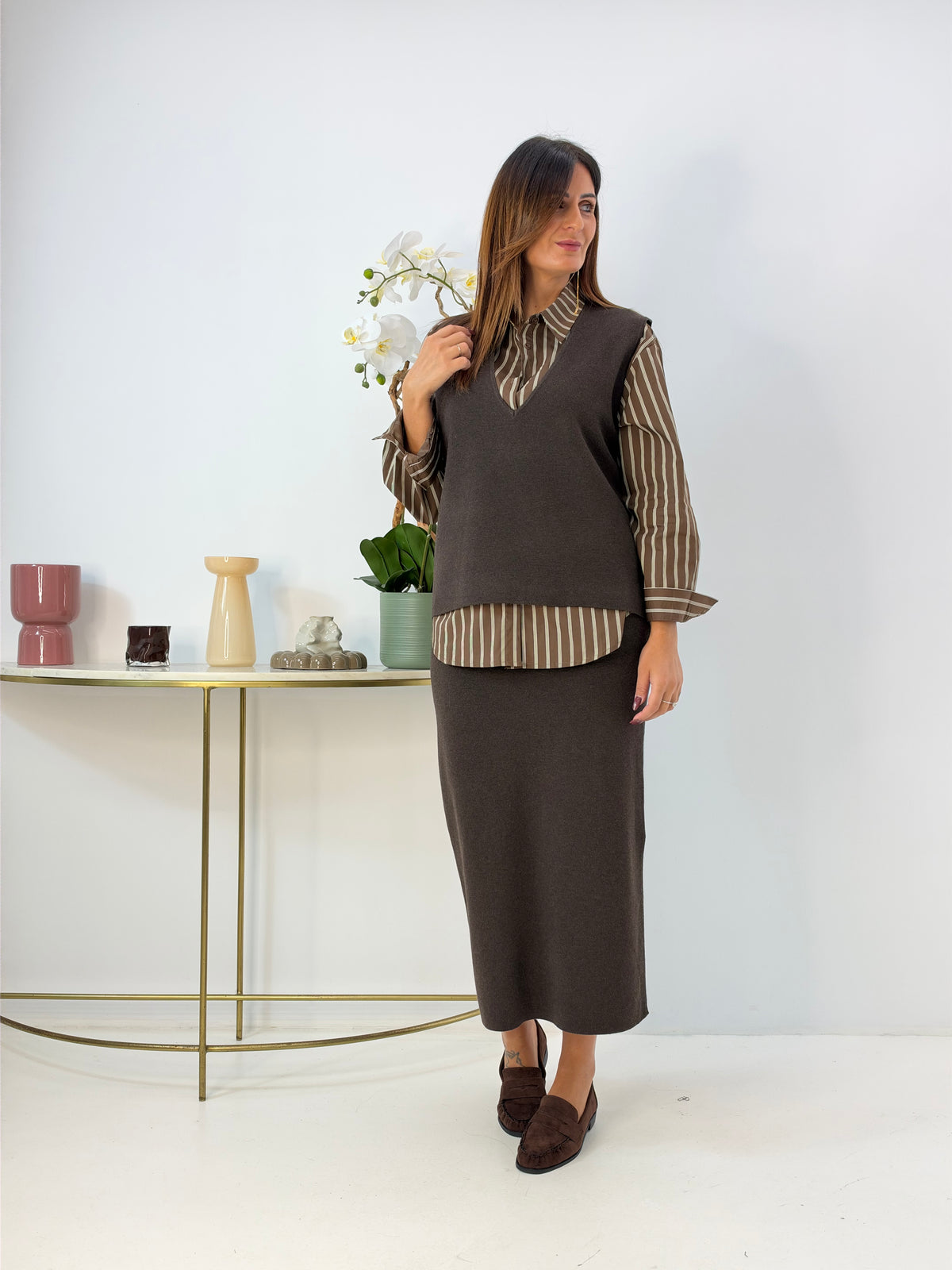 COMPLETO IN MAGLIA MORO