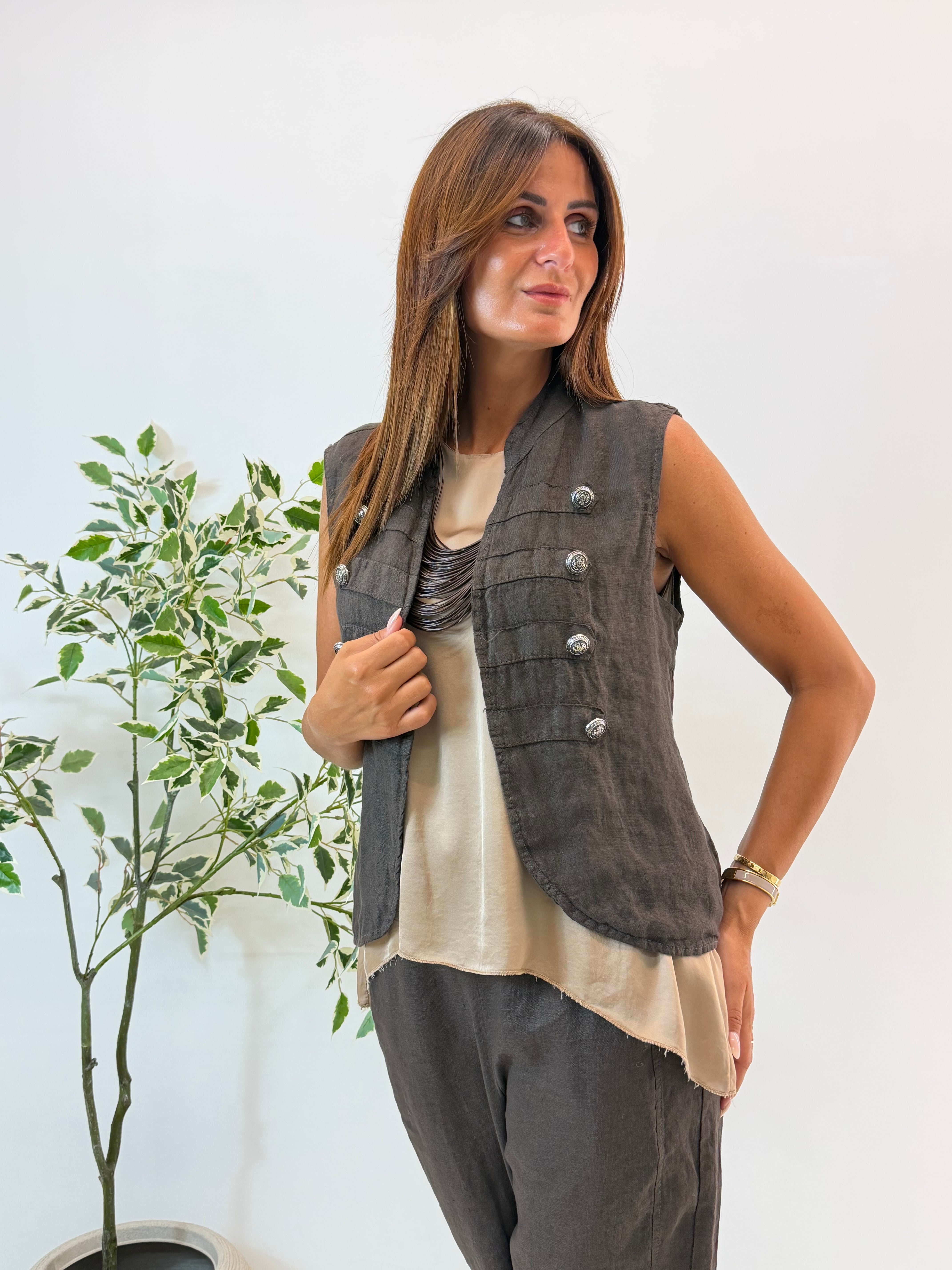 GILET AMELIE IN LINO