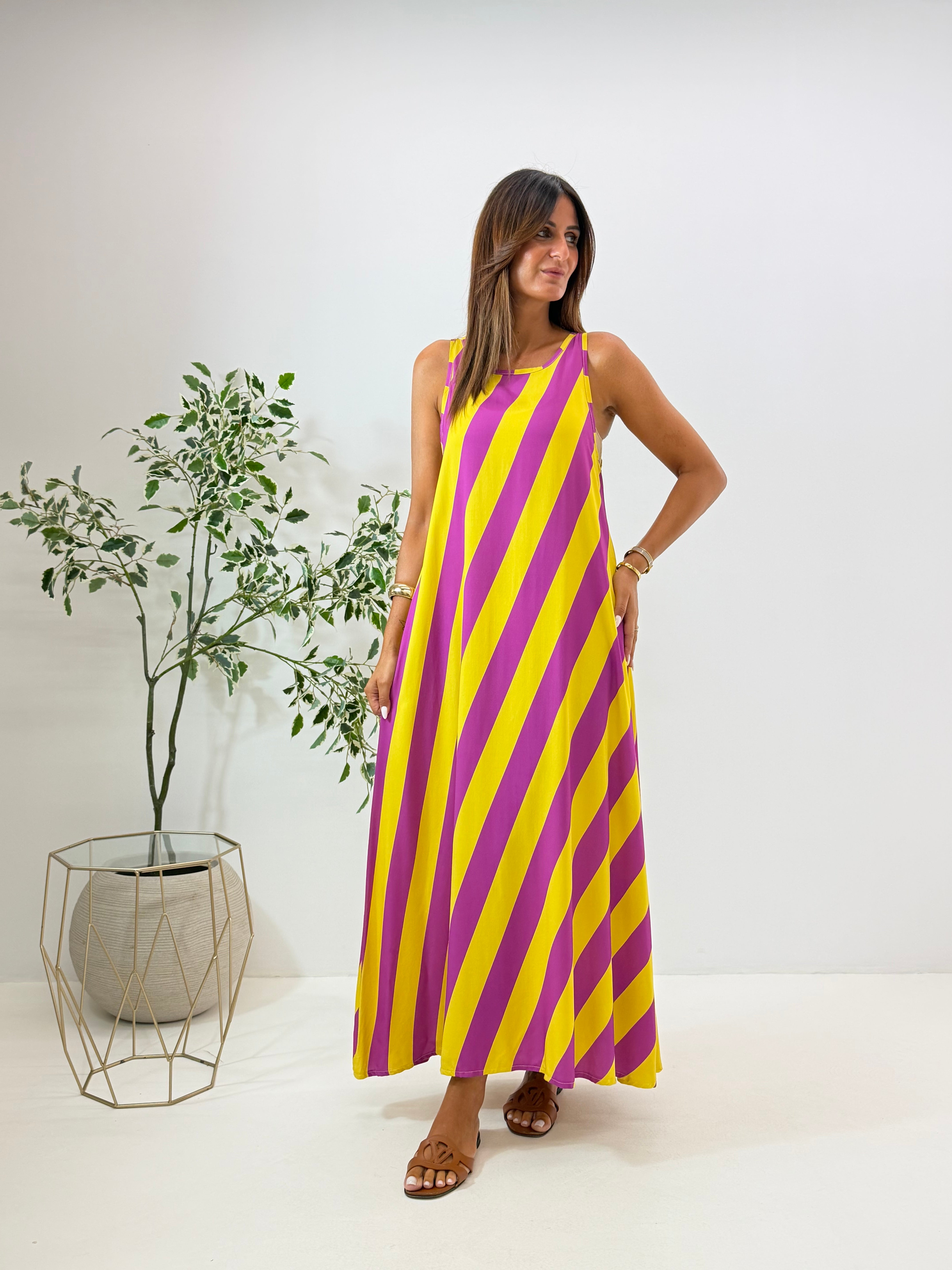 MAXI DRESS VENICE A RIGHE