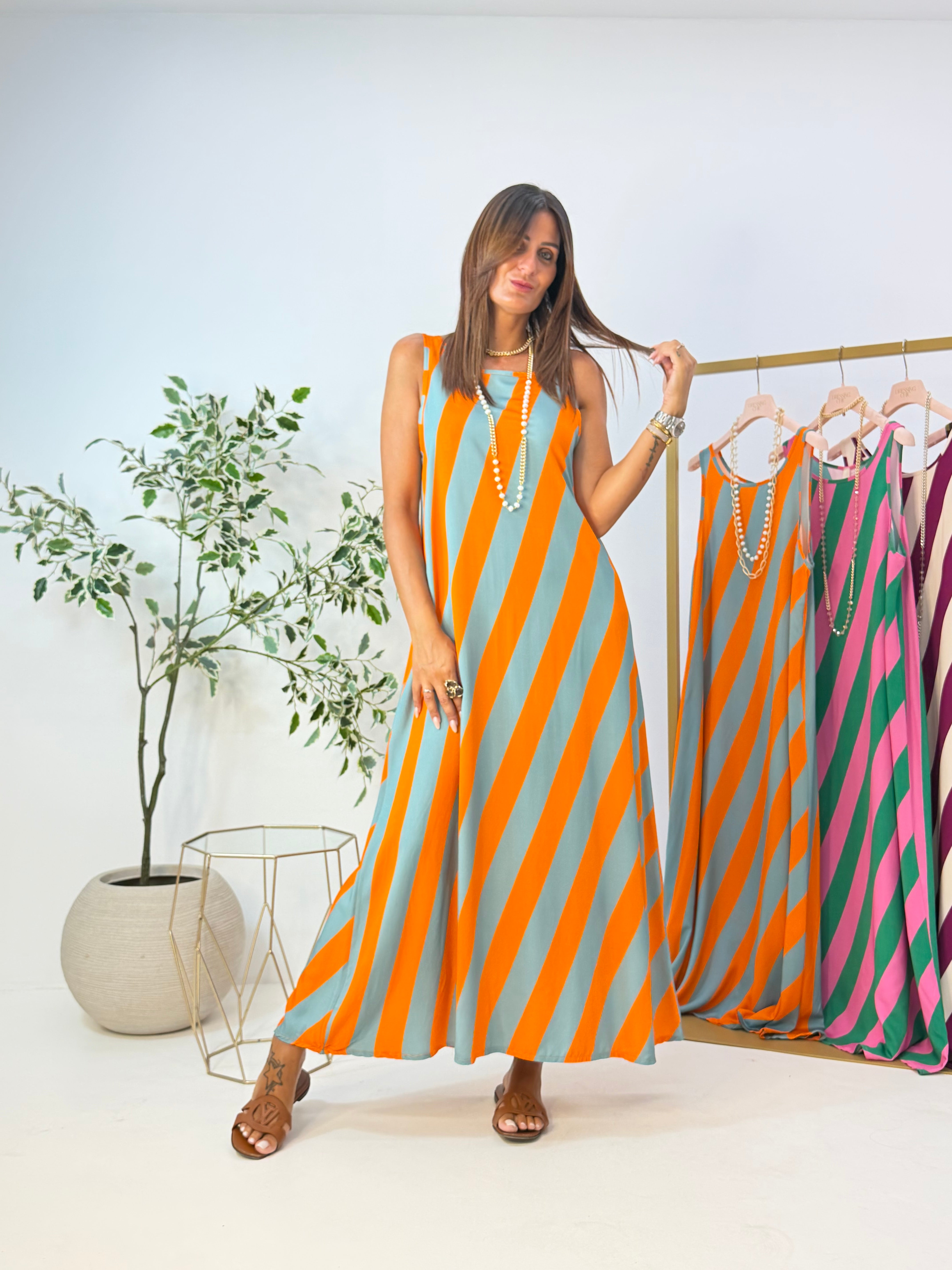 MAXI DRESS VENICE A RIGHE