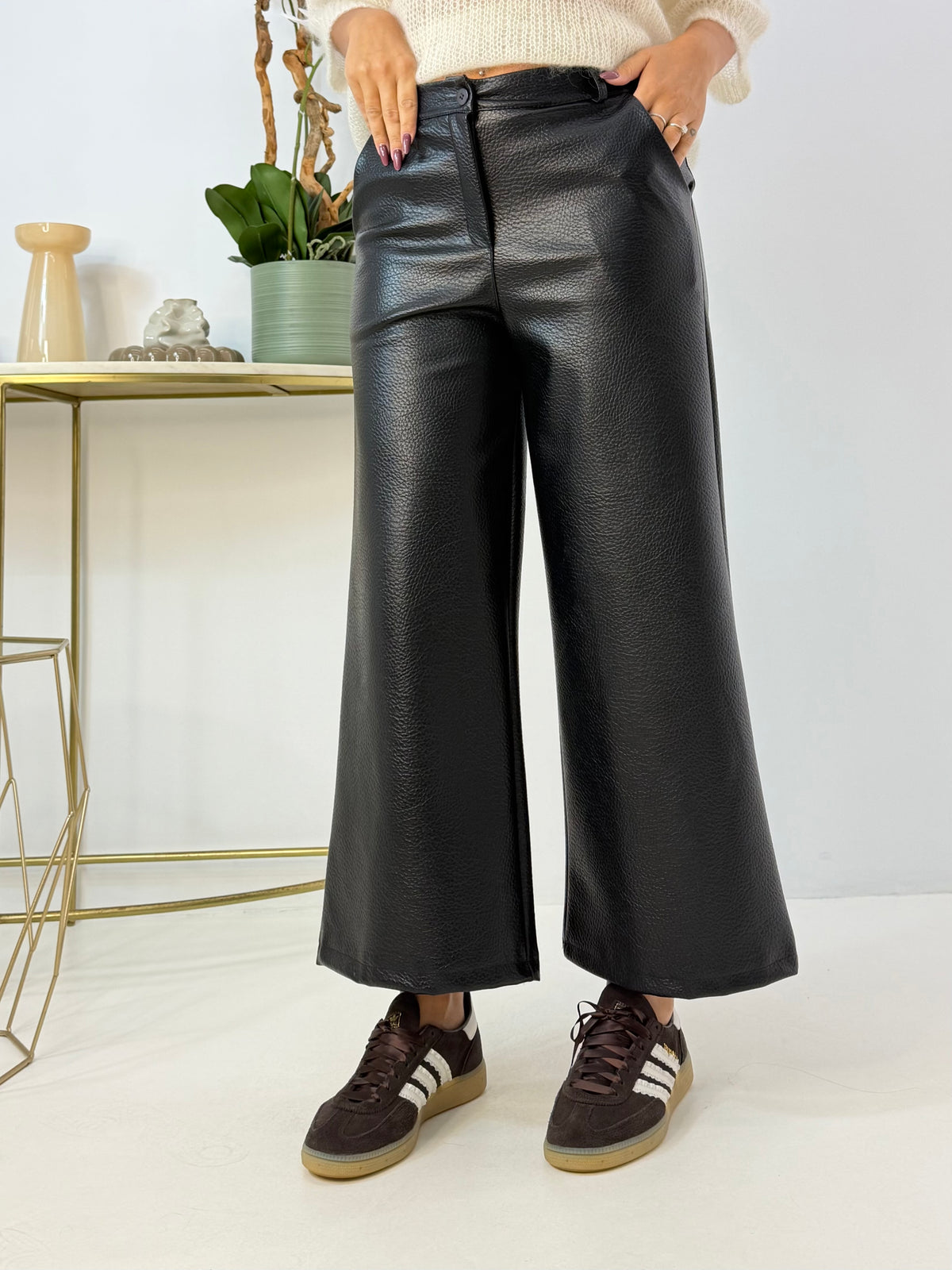 PANTALONE PAROS IN ECOPELLE NERO