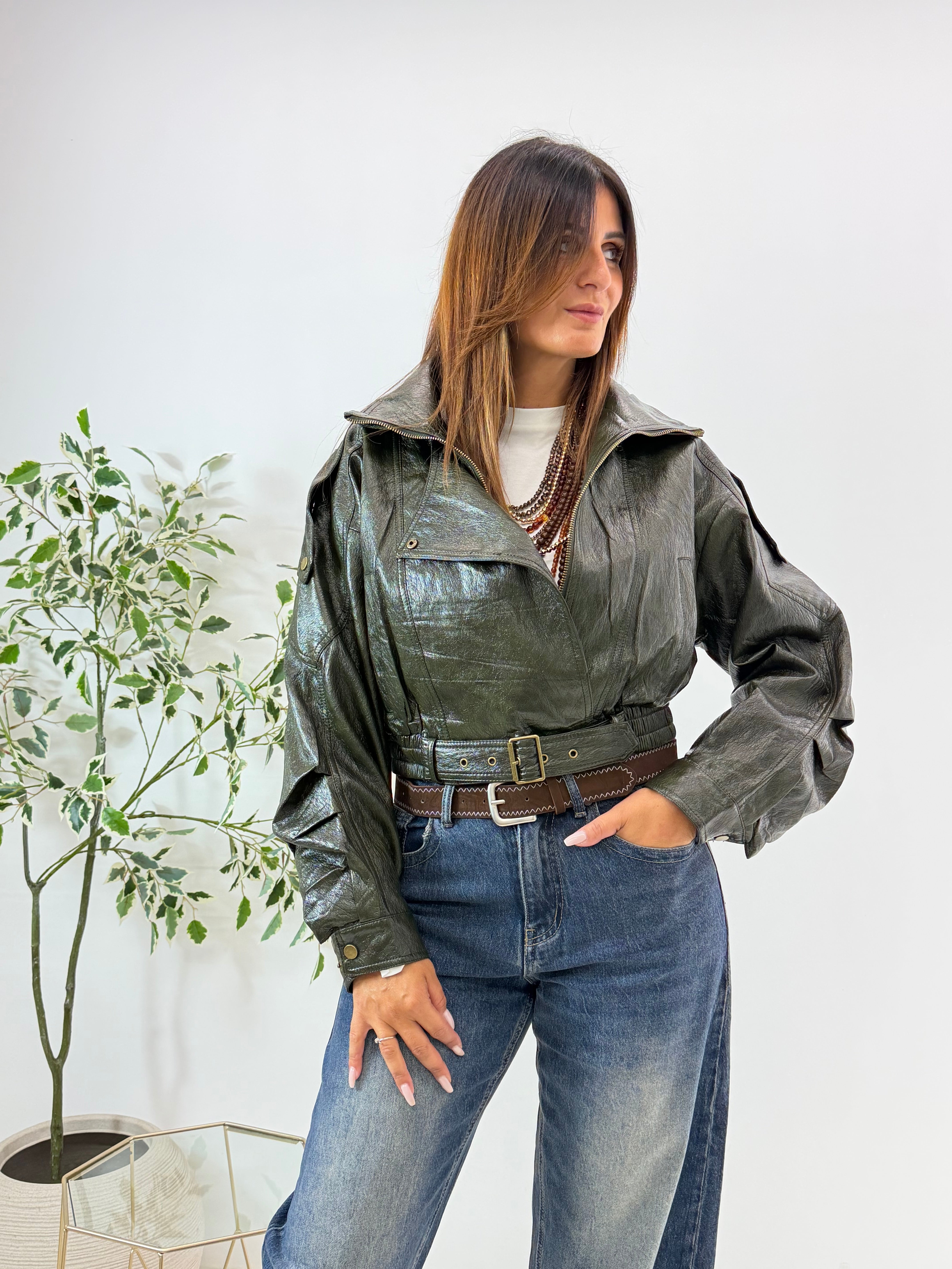 CHIODO IN ECO PELLE VERDE